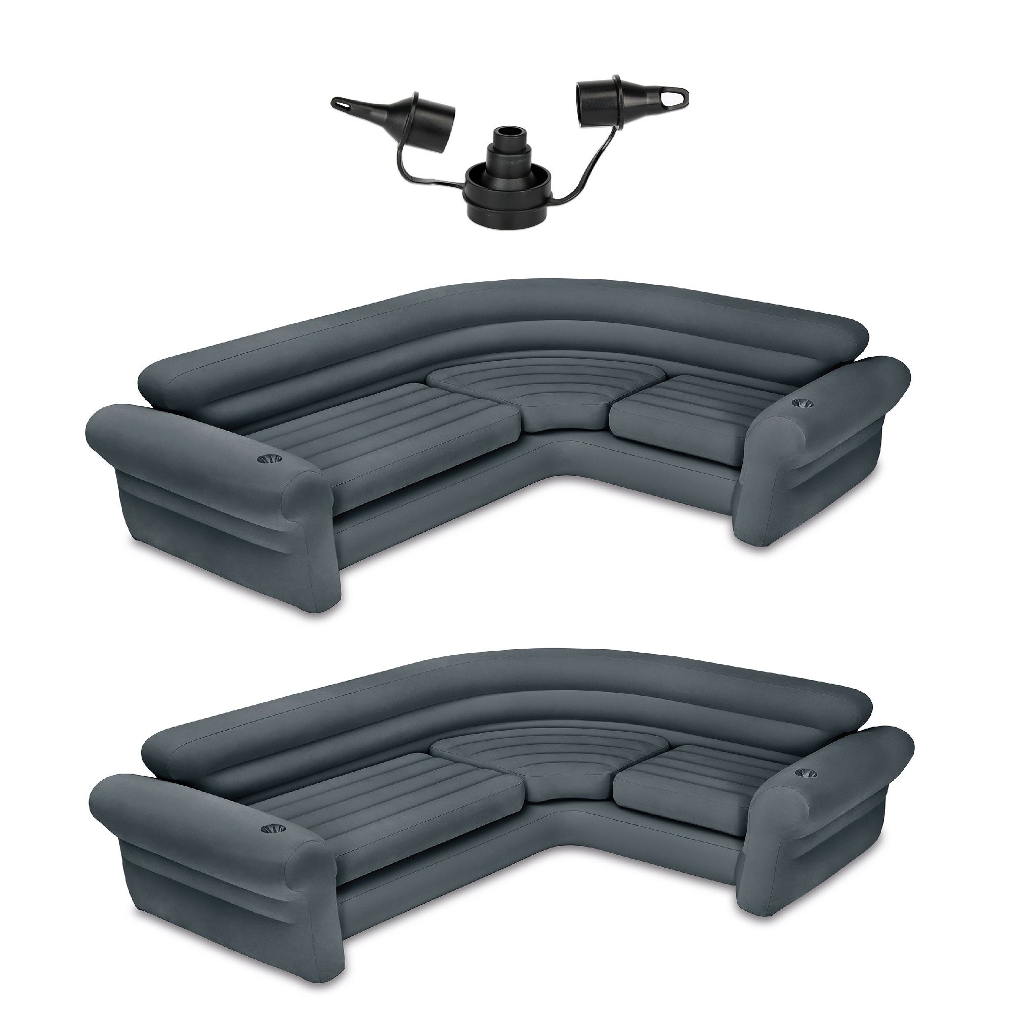 Intex Electric Air Pump w/ Intex Inflatable Couch w/ Cupholders (2 Pack) - VMInnovations