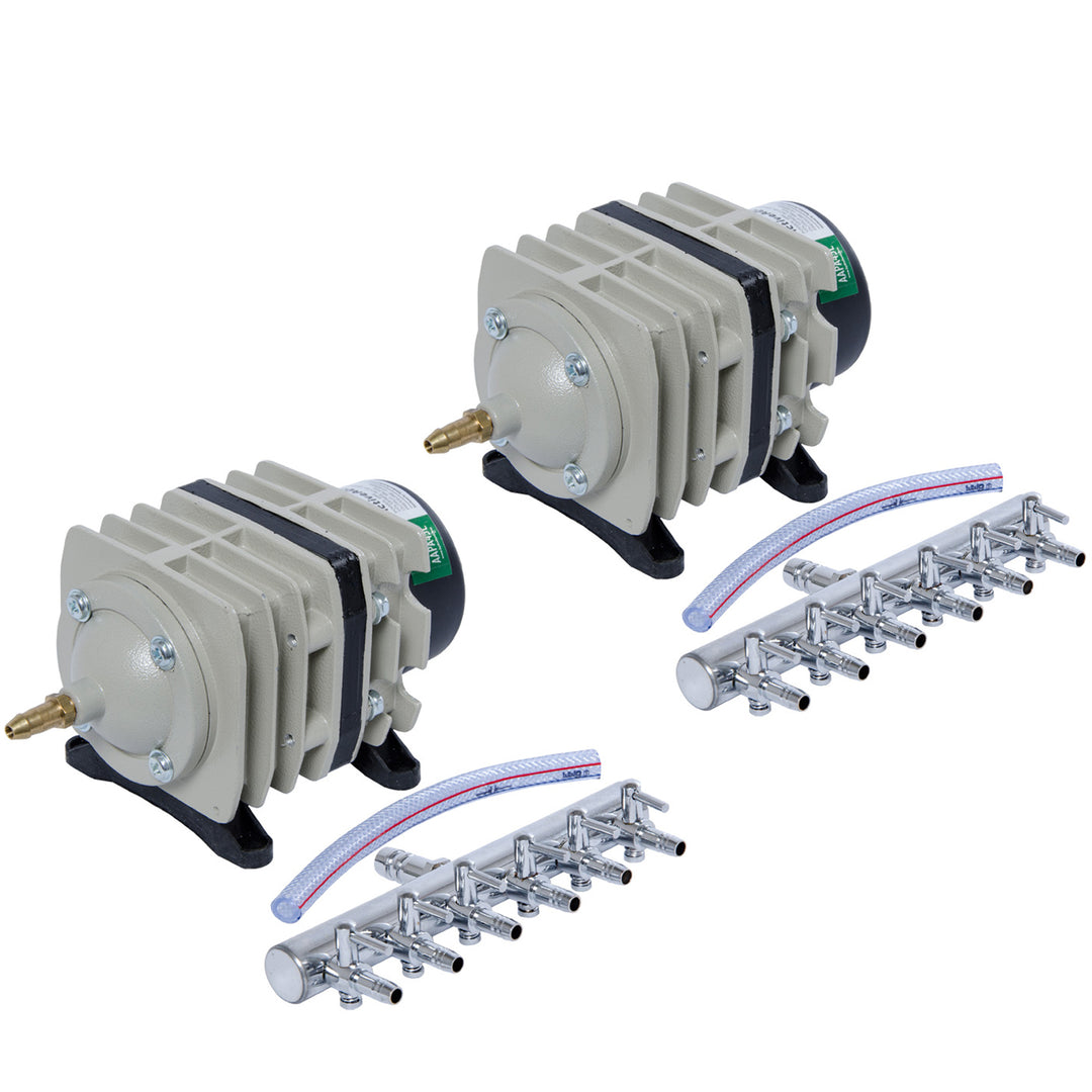 Hydrofarm Active Aqua AAPA45L 45 LPM Electrical Air Pump w/ 6 Outlets, (2 Pack) - VMInnovations
