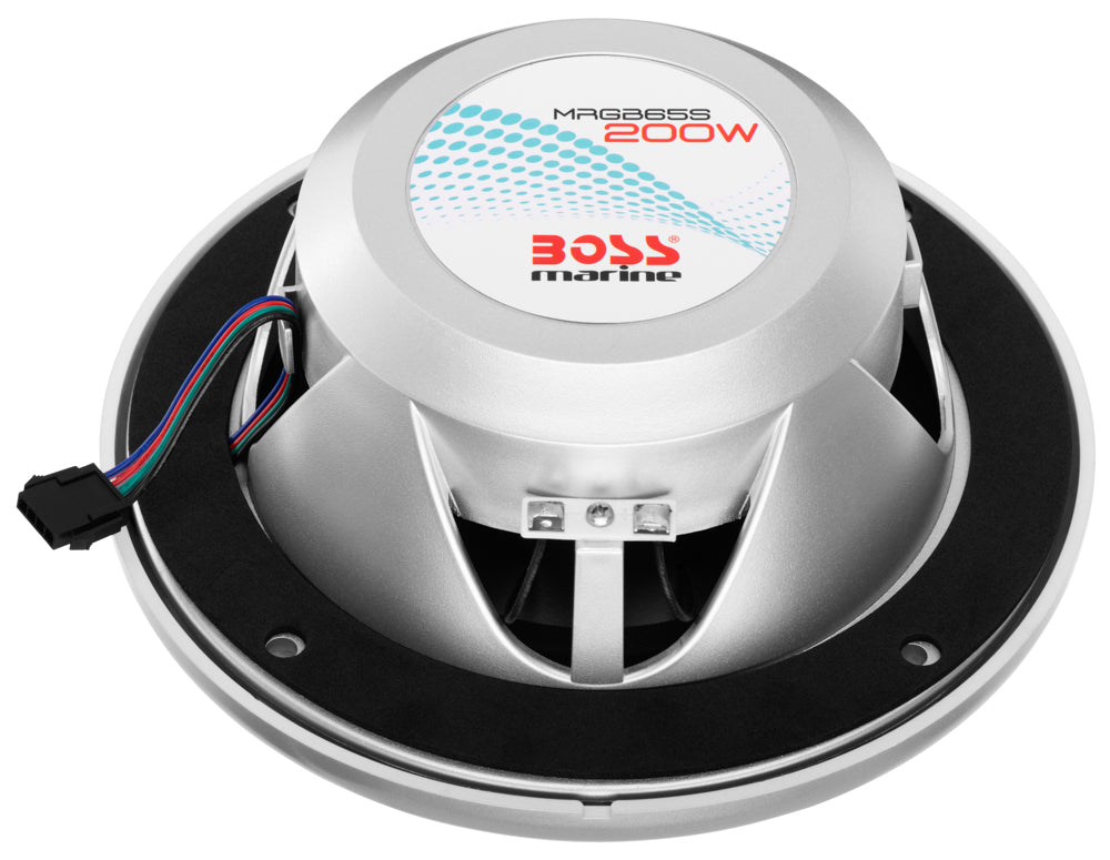 BOSS Audio MRGB65 6.5" 200W Boat Marine RGB LED Light Speakers Silver (4 Pack)