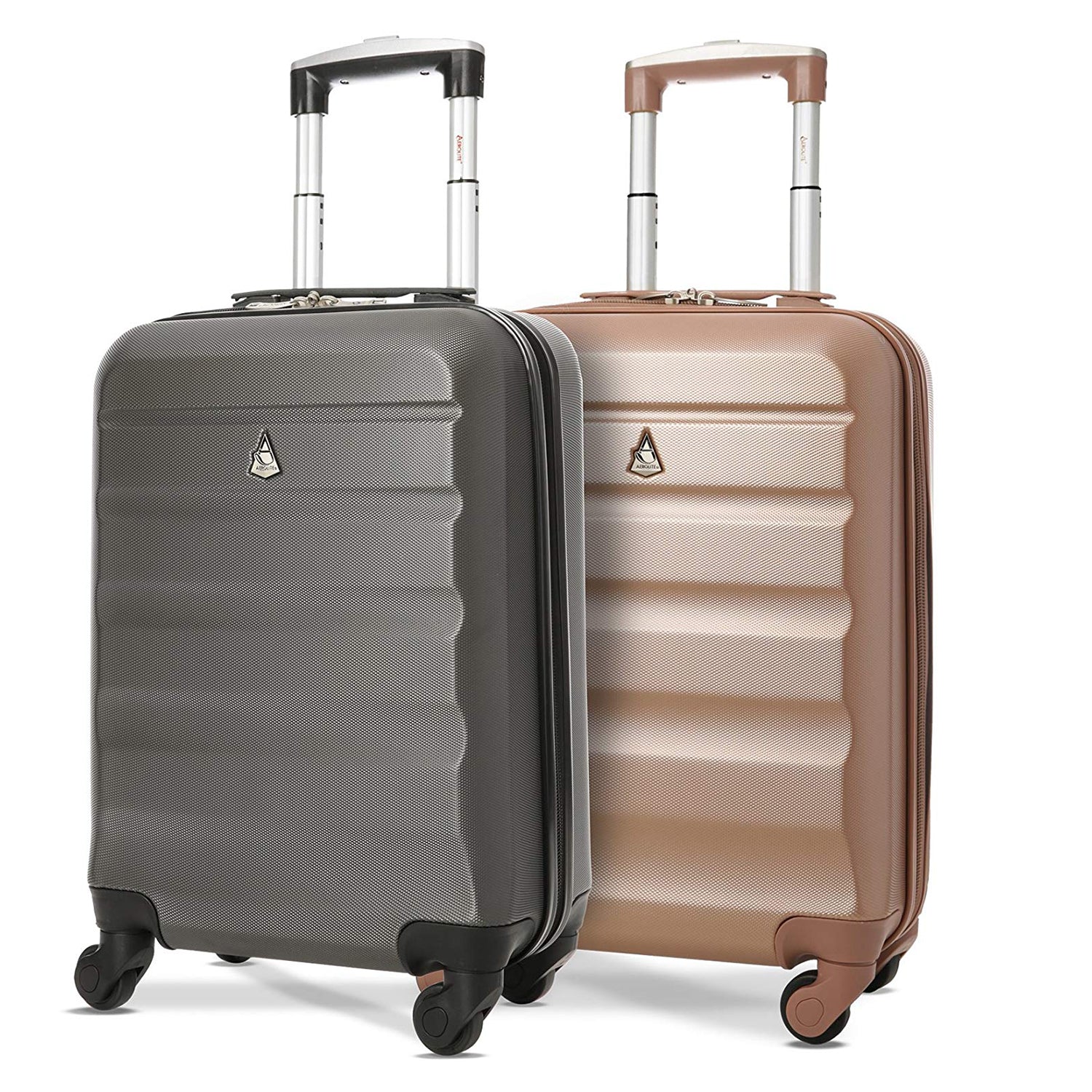 Aerolite Hardshell Carryon Suitcases Pack, Charcoal & Rose Gold (Open Box)