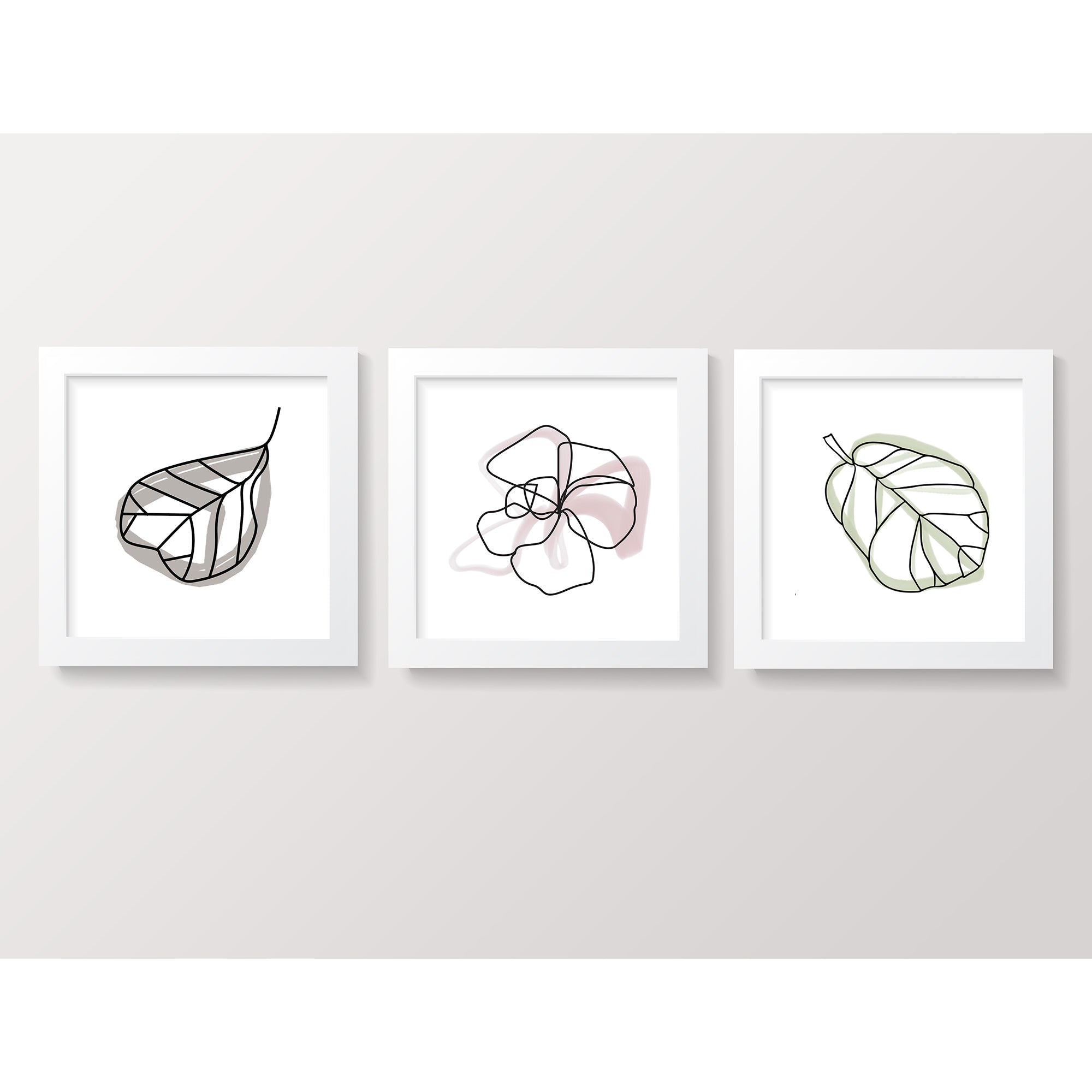 Goumikids 3 Pc Framed Decor Baby Nursery Bedroom Wall Art Set, Abstract Floral