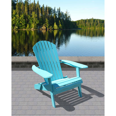 Northbeam Outdoor Portable Foldable Wooden Adirondack Deck Lounge Chair, Teal