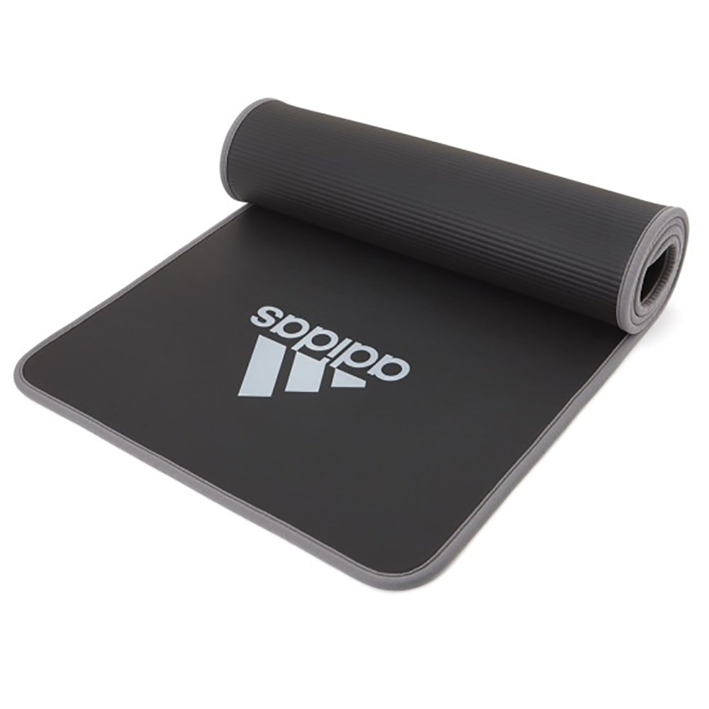 Adidas Training Mat Cushioned Exercise Yoga Mat with Carry Strap, Gray(Open Box)