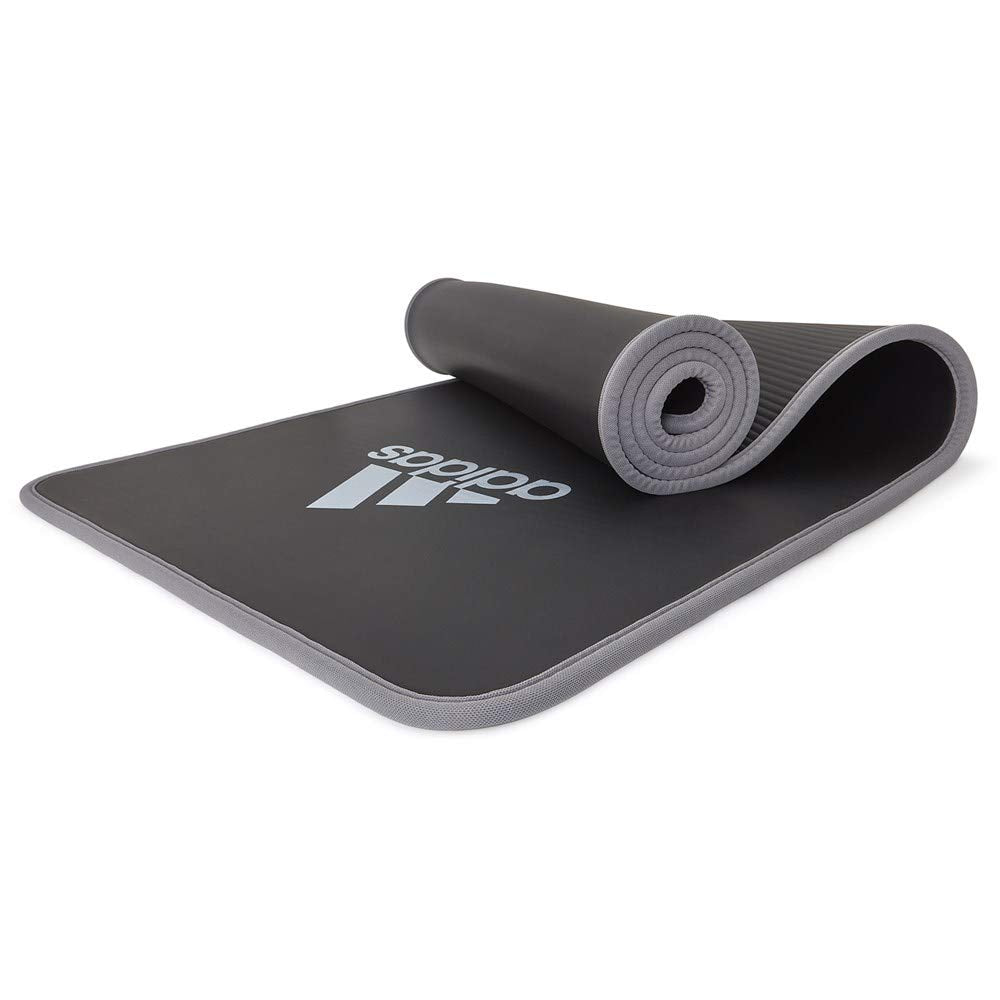 Adidas Training Mat Cushioned Exercise Yoga Mat with Carry Strap, Gray(Open Box)