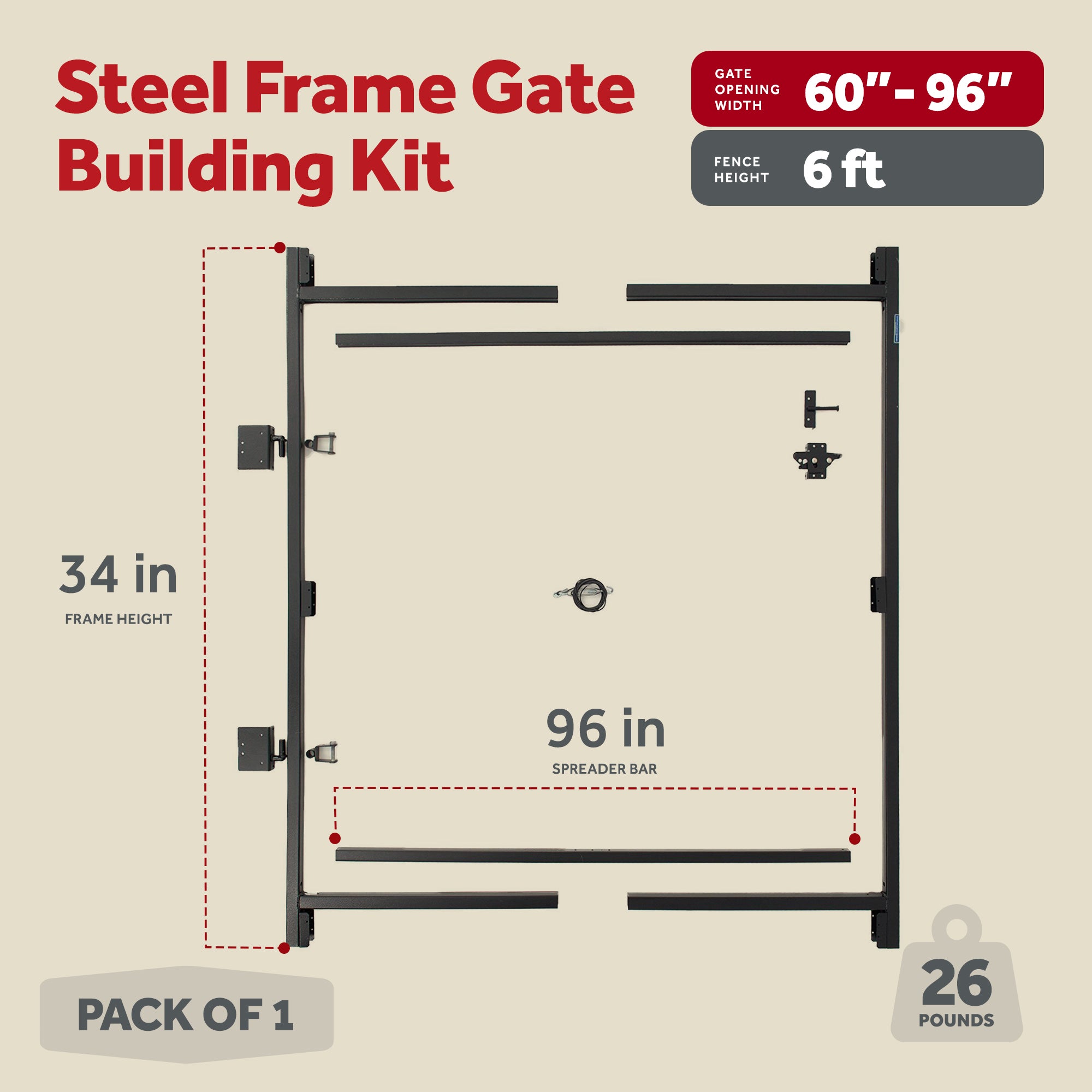 Adjust-A-Gate Gate Building Kit, 60"-96" w/ Gate Building Kit, 36"-60"