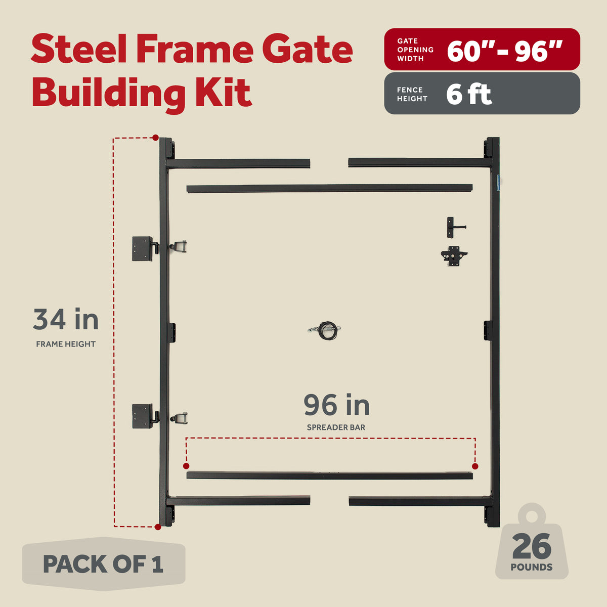 Adjust-A-Gate Gate Building Kit, 60"-96" w/ Gate Building Kit, 36"-60"