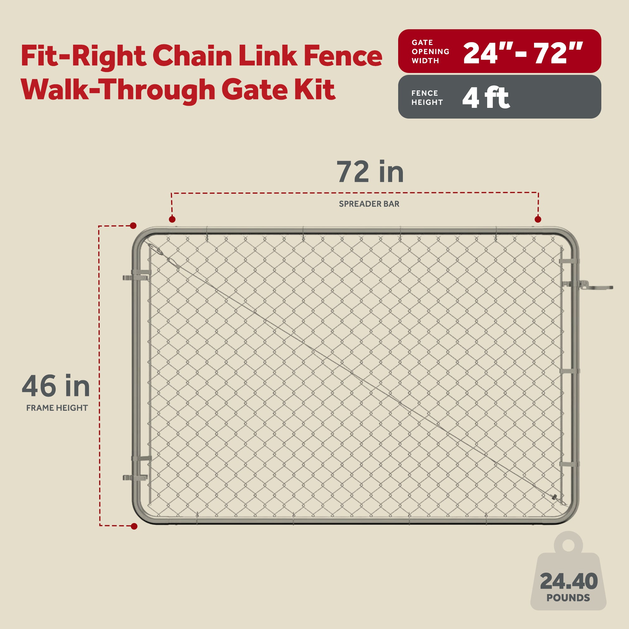 Adjust-A-Gate Fit-Right Adjustable Gate Kit with Round Corner Frame, Gray (Used) - VMInnovations