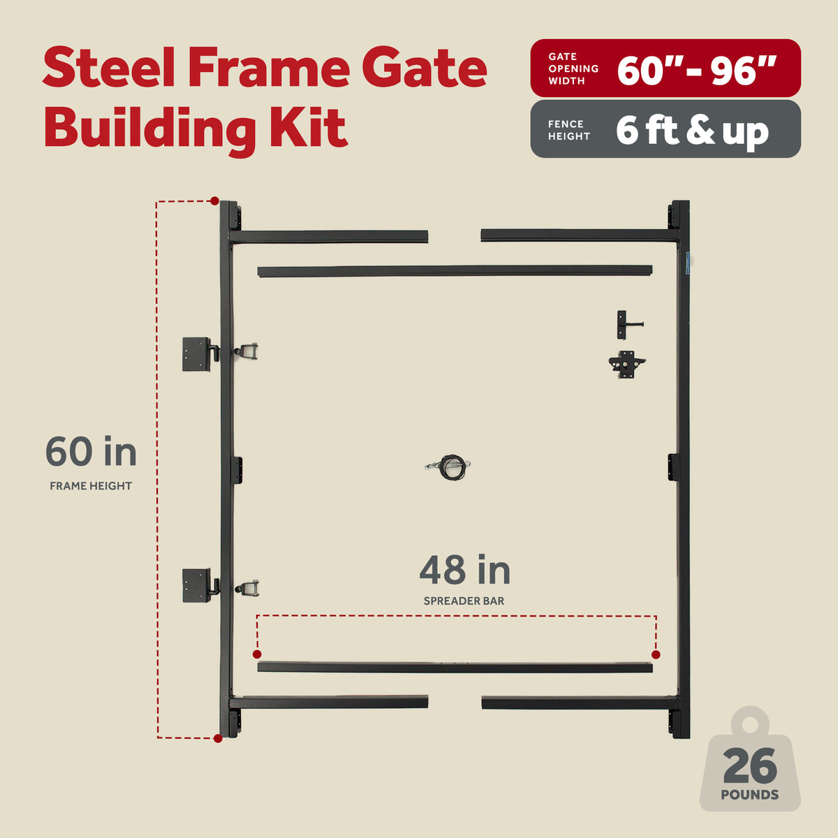 Adjust-A-Gate Steel Frame Gate Building Kit, 60"-96" Wide, 6' High (3 Pack)
