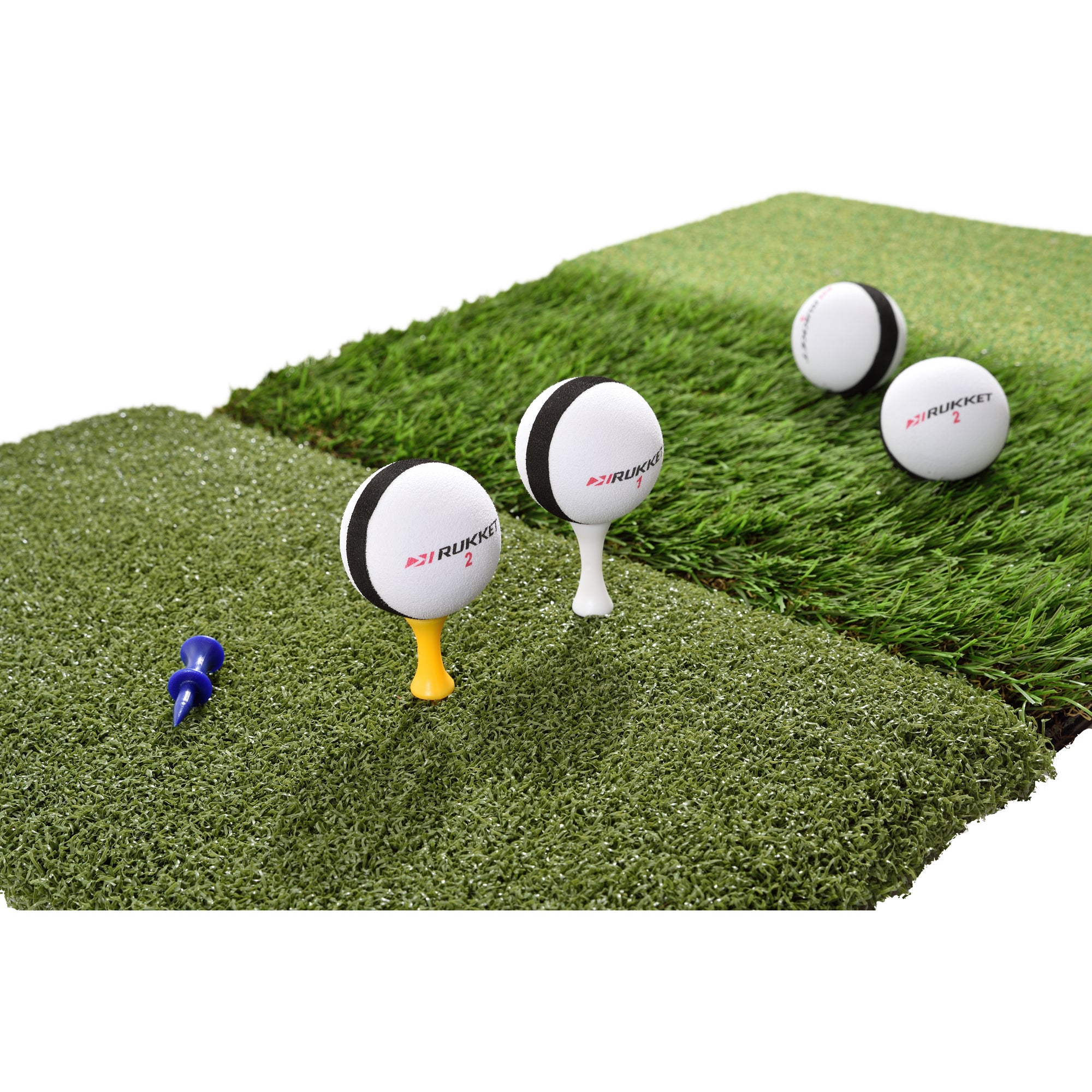 Rukket Sports Tri-Turf Golf Portable Hitting Practice Turf Mat with Tees & Balls