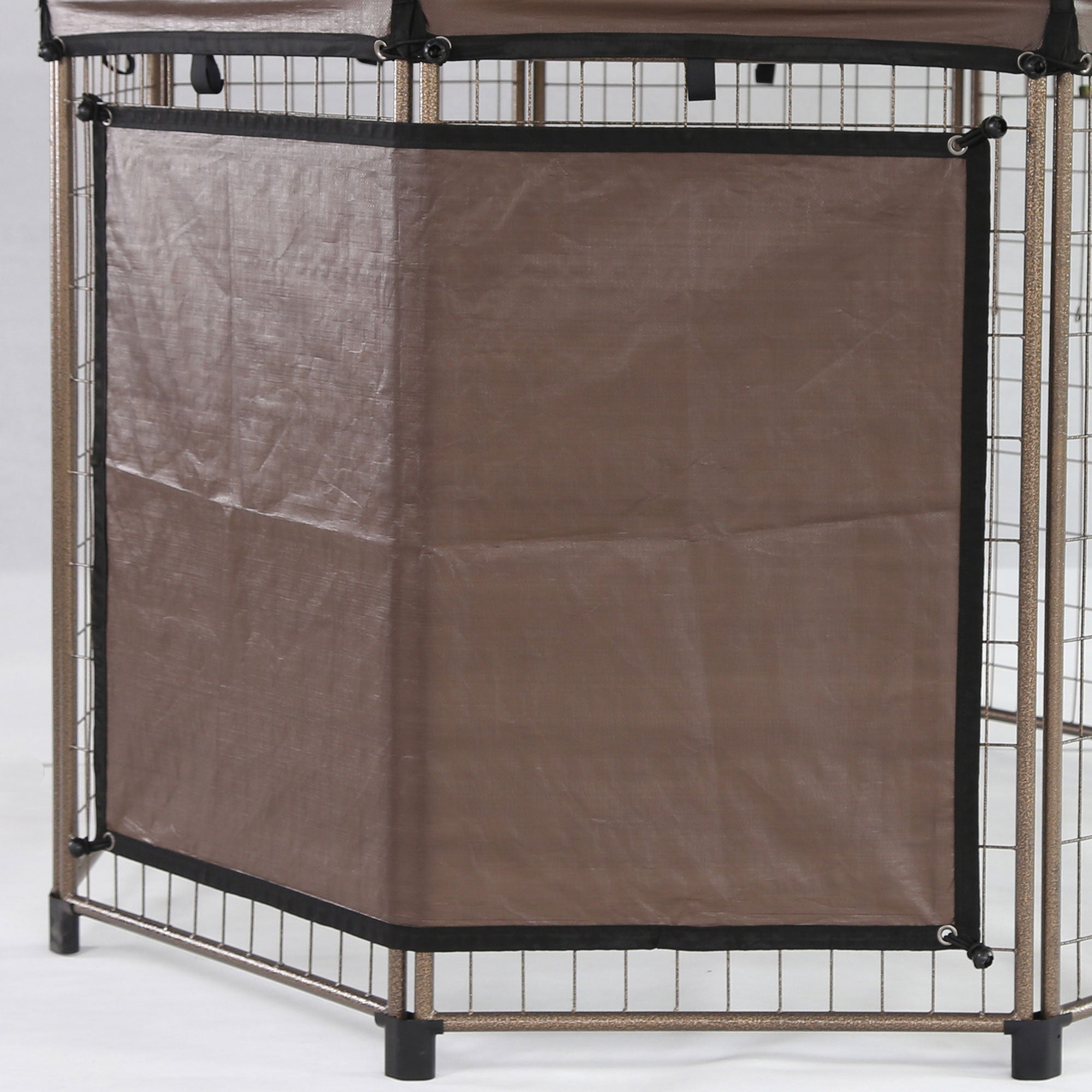 Advantek Pet 8 Foot Dog Gazebo Reversible Wall Sun Shade, Brown/White (Open Box)