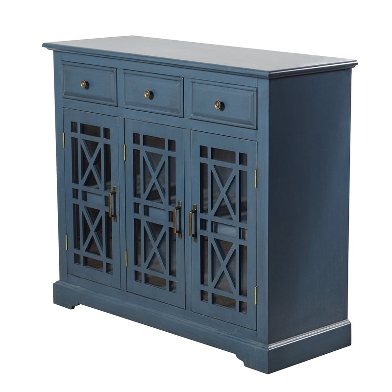 StyleCraft Archer Ridge Wooden Storage Cabinet with 2 Shelves & 3 Drawers, Navy