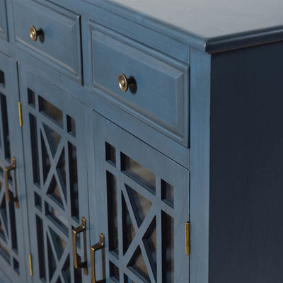 StyleCraft Archer Ridge Wooden Storage Cabinet with 2 Shelves & 3 Drawers, Navy