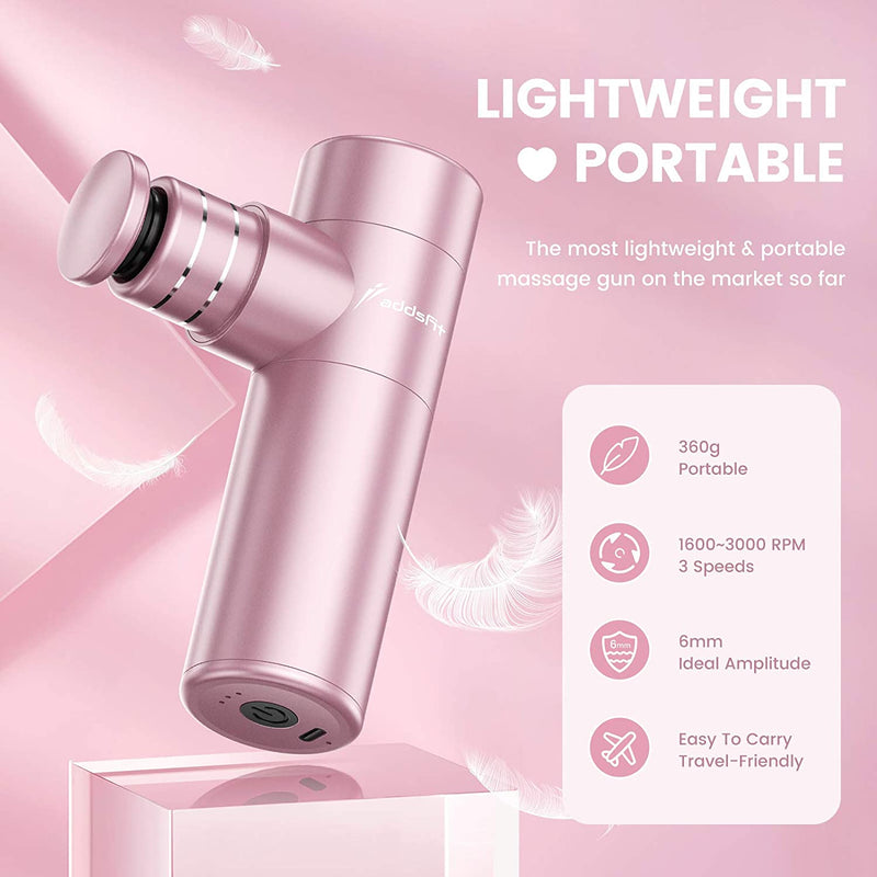 addsfit Portable Mini Pocket Sized Muscle Deep Tissue Massager Massage Gun, Pink