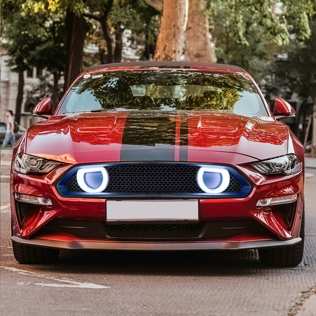 AMERICAN MODIFIED Mach 1 Front Upper Grille w/DRL LED for 2018-2023 Ford Mustang - VMInnovations