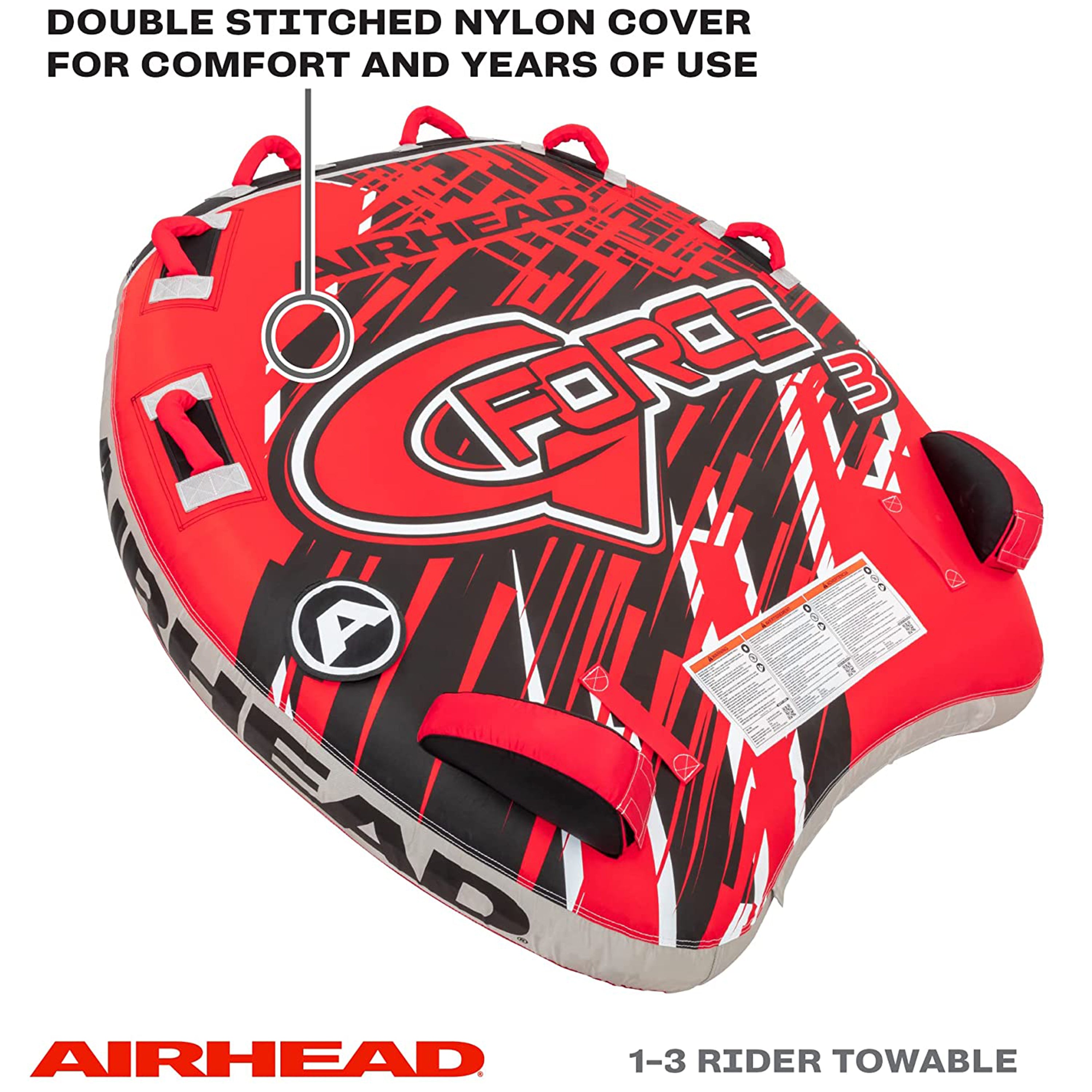 AIRHEAD AHGF-3 G-Force 3 Triple Rider Inflatable Towable Lake Tube (Open Box) - VMInnovations