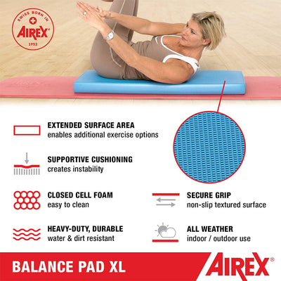 AIREX Extra Large Physical Therapy Workout Yoga Exercise Foam Balance Pad, Blue