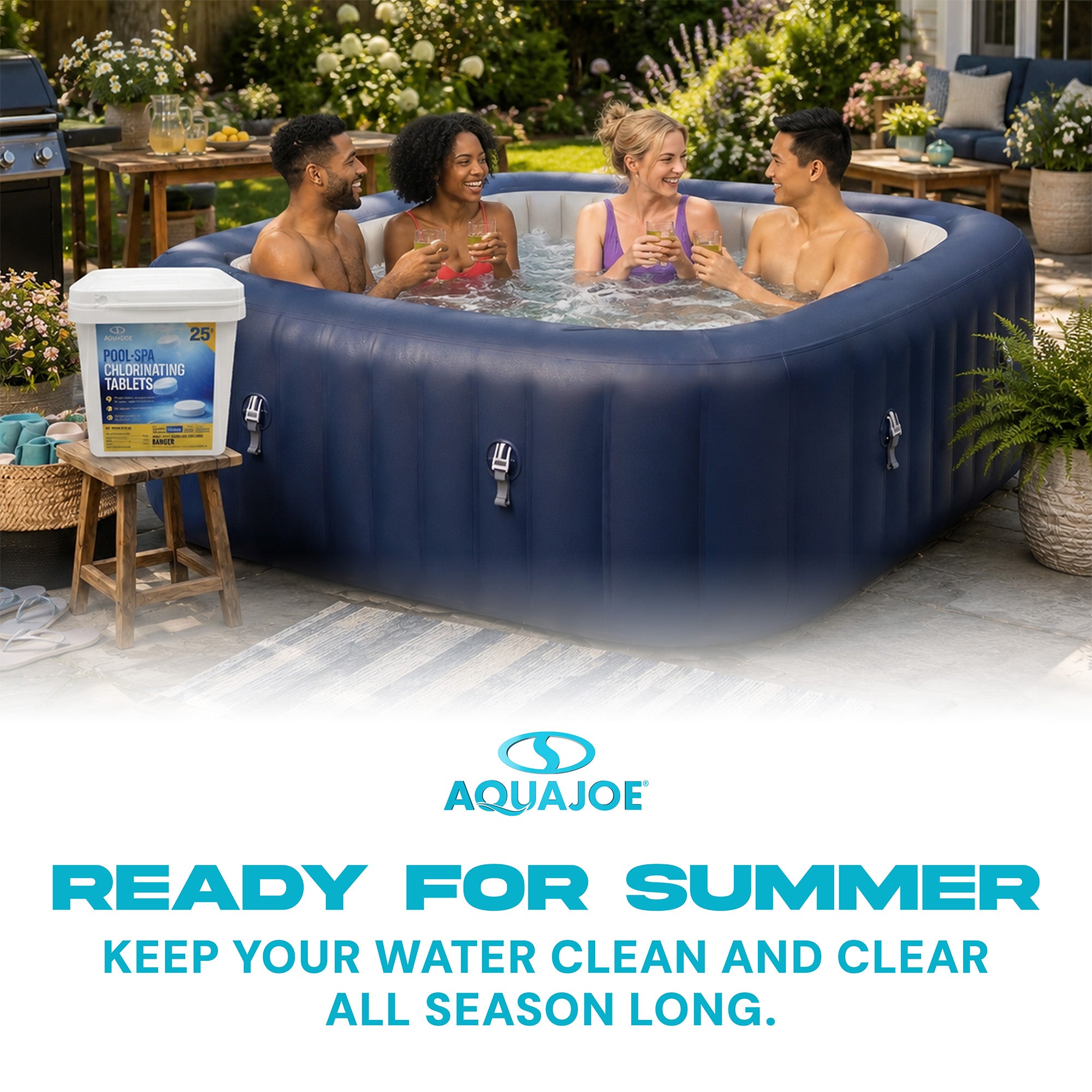 Aqua Joe Pool and Spa Chlorinating Tablets, 3-Inch, 90% Chlorine, 25 Lb Bucket - VMInnovations