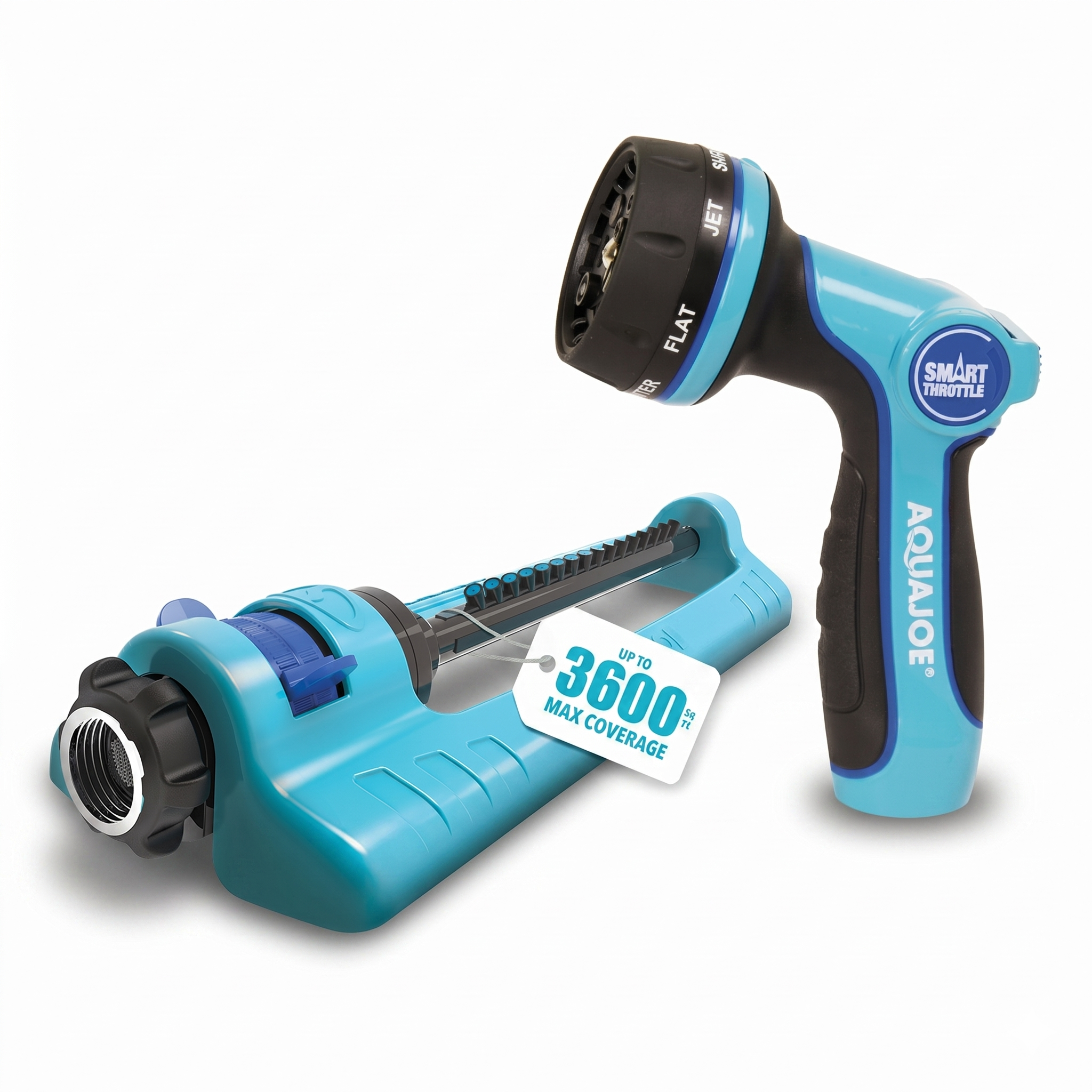 Aqua Joe Multi-Function Hose Nozzle with Smart Throttle & Oscillating Sprinkler