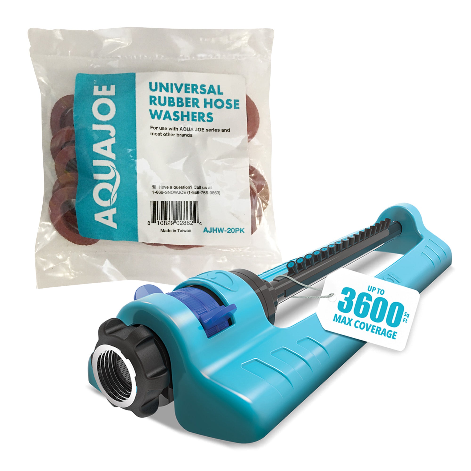 Aqua Joe 20 Pack Universal Rubber Garden Hose Washers and Oscillating Sprinkler