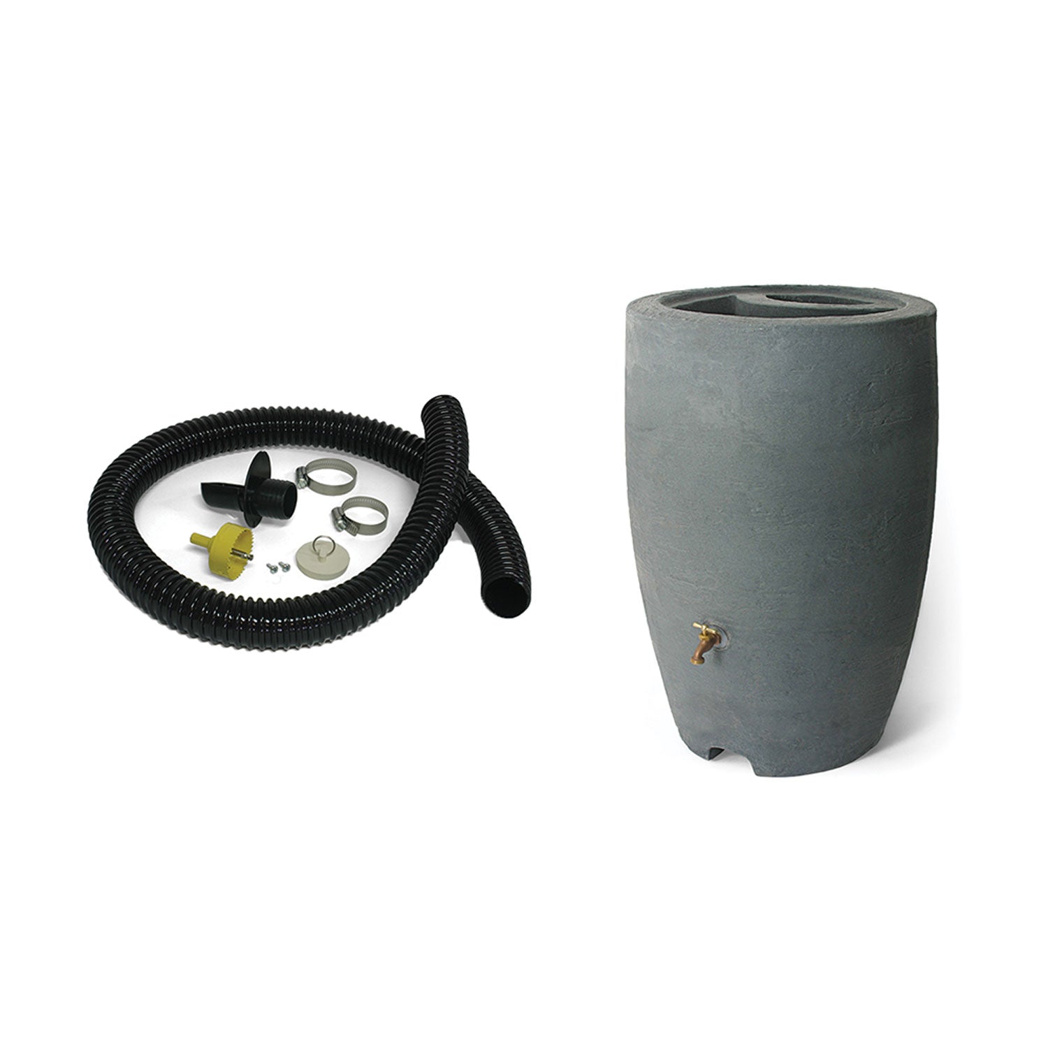 Algreen Gutter Downspout Diverter Kit + 50-Gallon Rain Water Collection Barrel