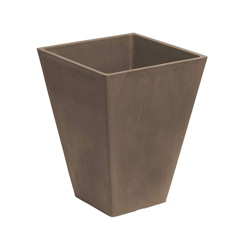 Algreen Valencia Natural Inside/Outside Square Planter Pot w/Water Tray, Taupe