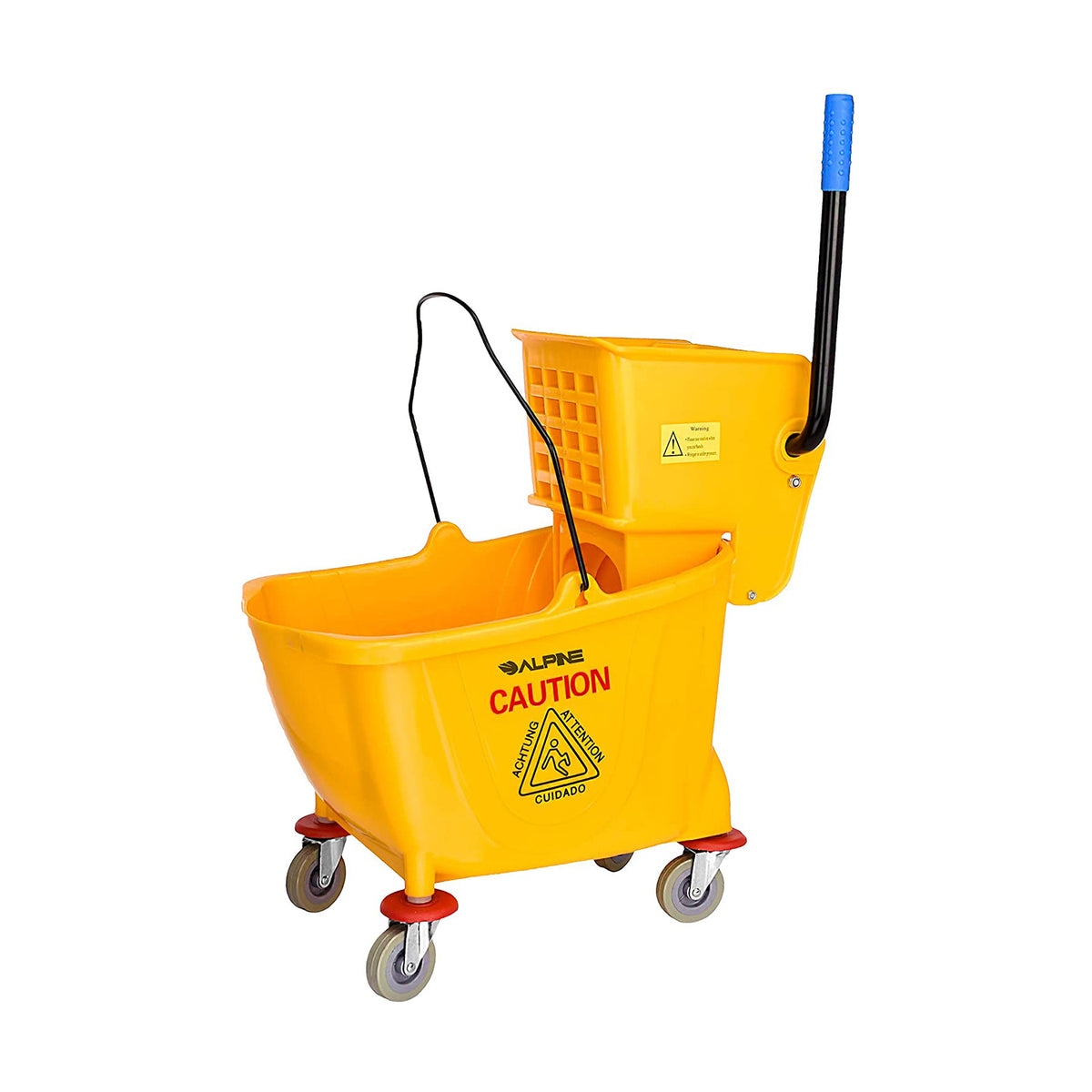 Alpine Industries 36 Quart Mop Bucket with Wringer & Wheels, Yellow (Open Box)
