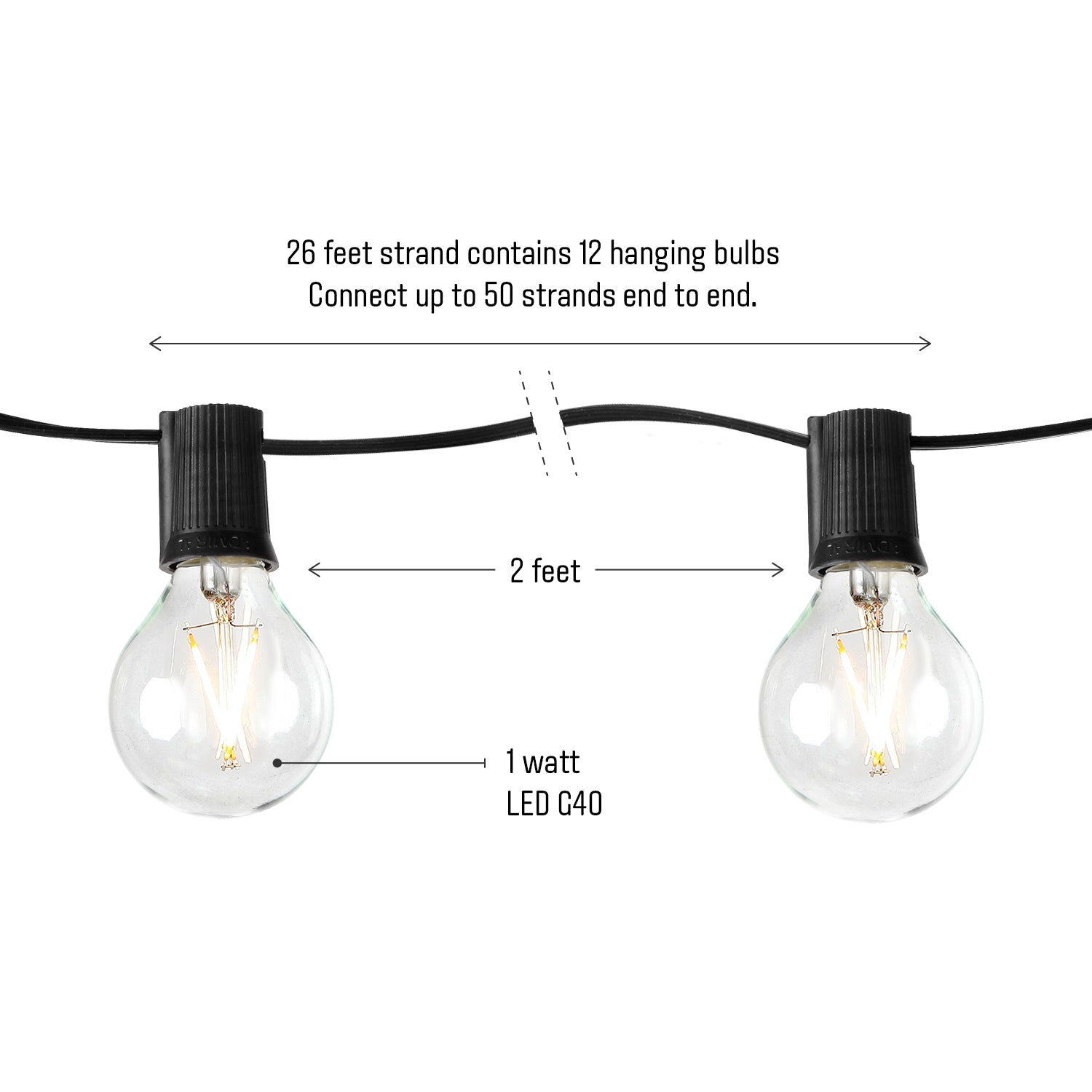 Brightech Pro Solar Power LED Edison Bulb String Lights, 27 Ft (For Parts)