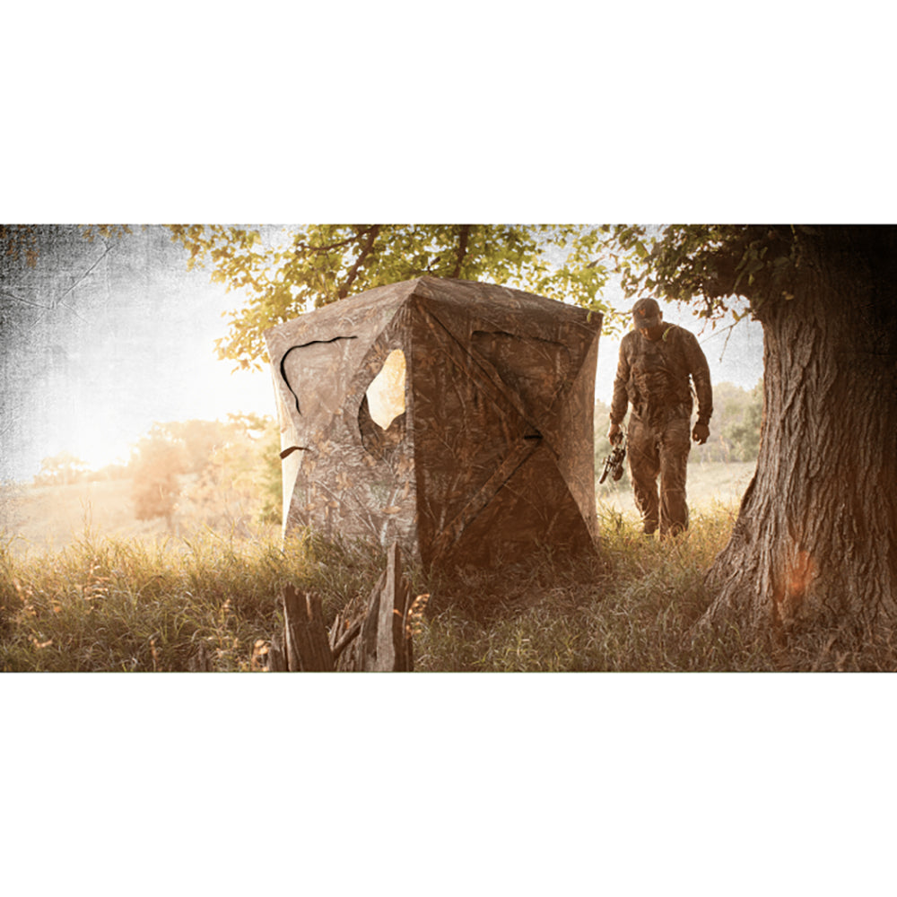 Ameristep Silent Brickhouse 3 Person Ground Hunting Blind, Mossy Oak Break Up