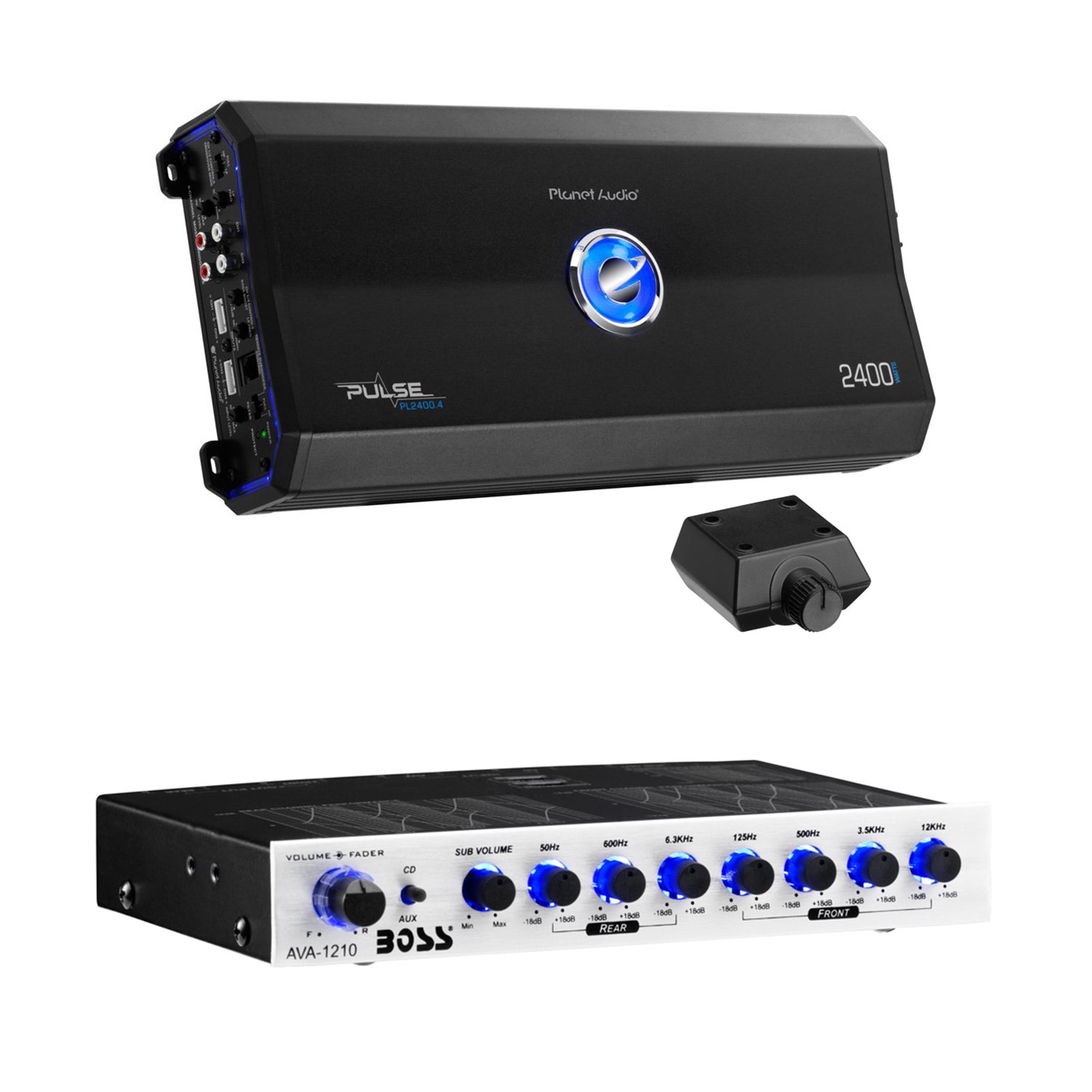 Planet Audio Full Range Class Amplifier Bundle w/ BOSS Stereo Equalizer (2 Pack) - VMInnovations