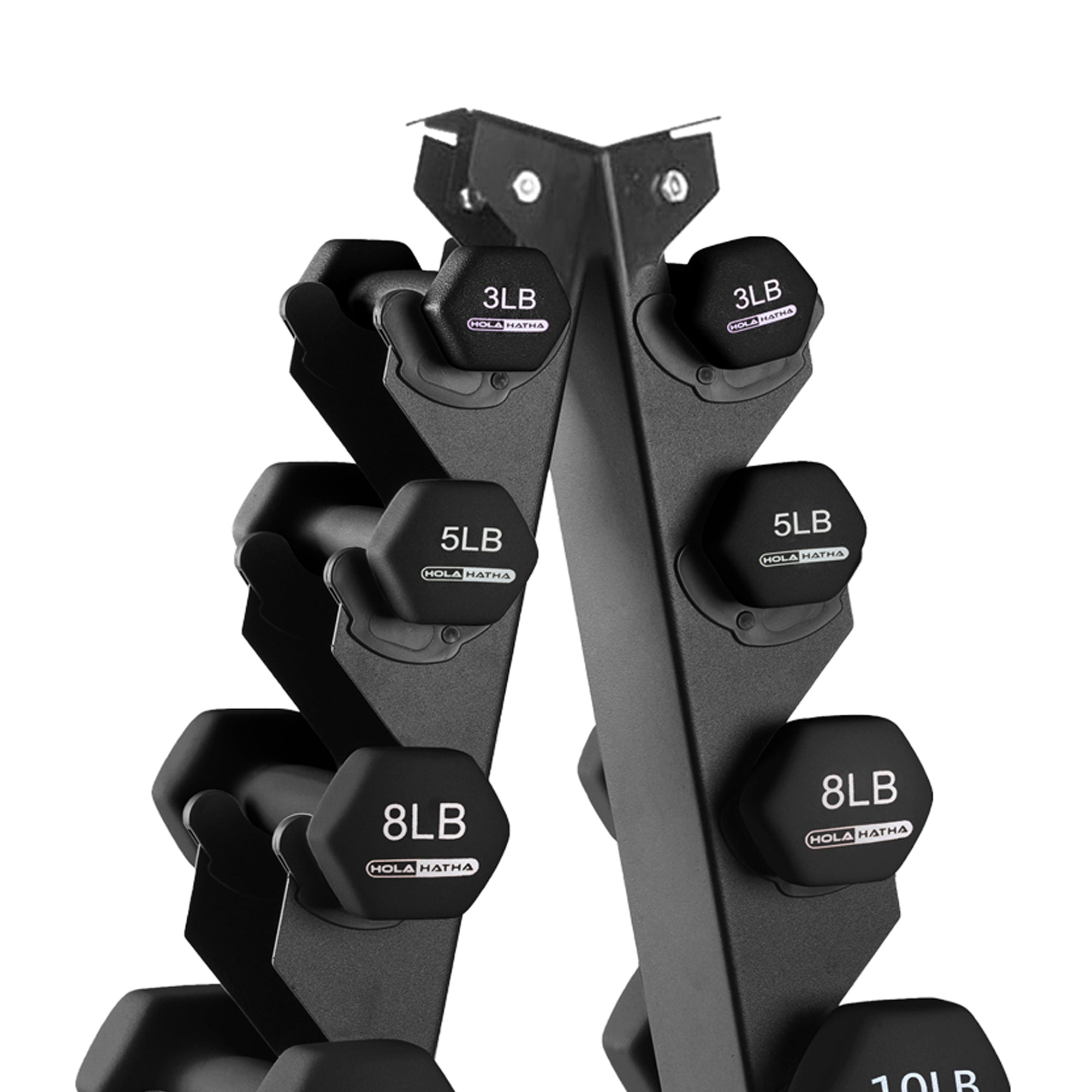 HolaHatha 146 Pound Neoprene Dumbbell Full Body Weight Set with Storage Rack - VMInnovations