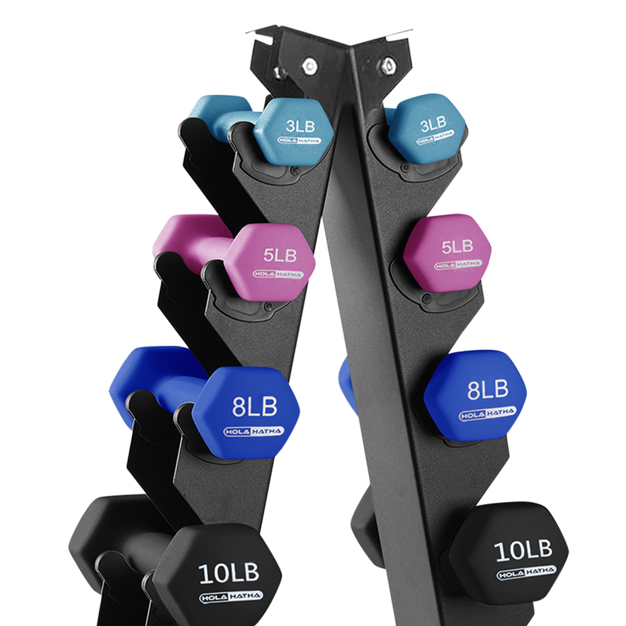 HolaHatha 146 Pound Neoprene Dumbbell Full Body Weight Set with Storage Rack - VMInnovations