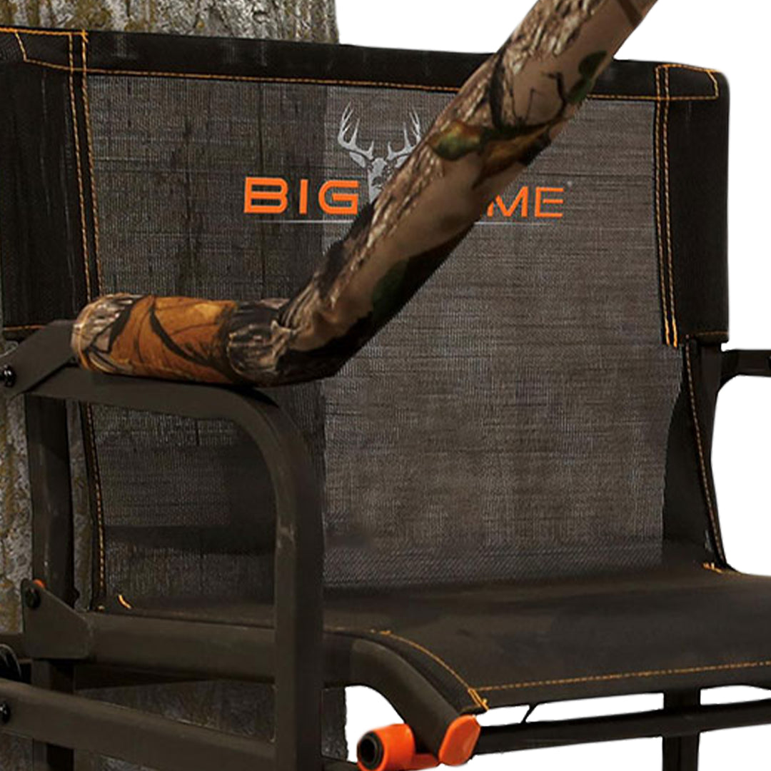 Big Game XL 17.5' Ladder Treestand with Flip-Back Seat and Rail, Black(Used) - VMInnovations