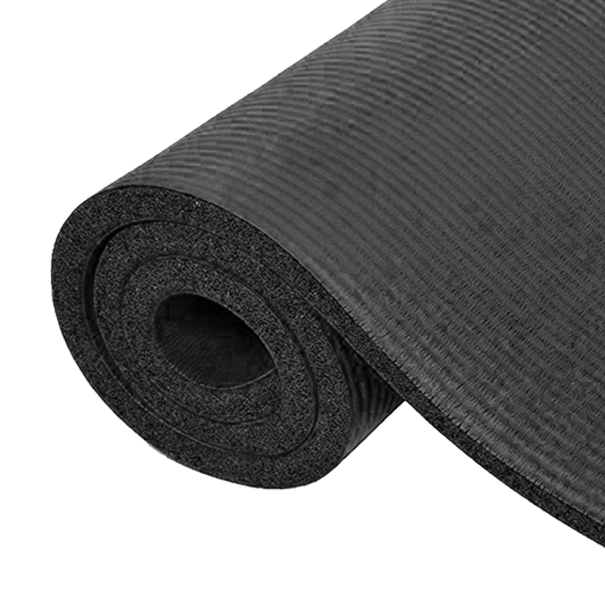 BalanceFrom Fitness 71x24in Anti Tear Yoga Mat with Strap, Black (Open Box) - VMInnovations
