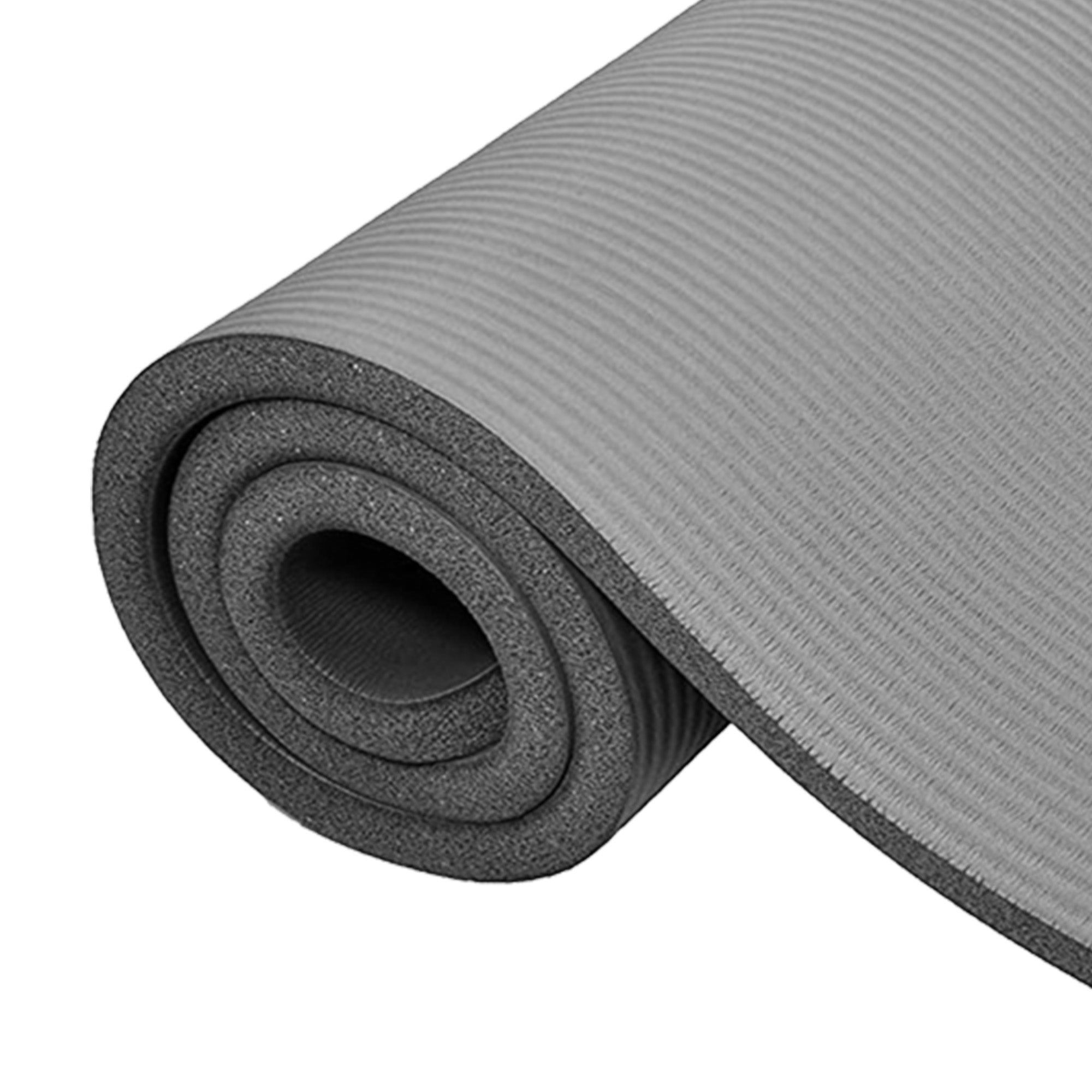 BalanceFrom 1" Extra Thick Exercise Yoga Mat with Carrying Strap, Gray(Open Box)