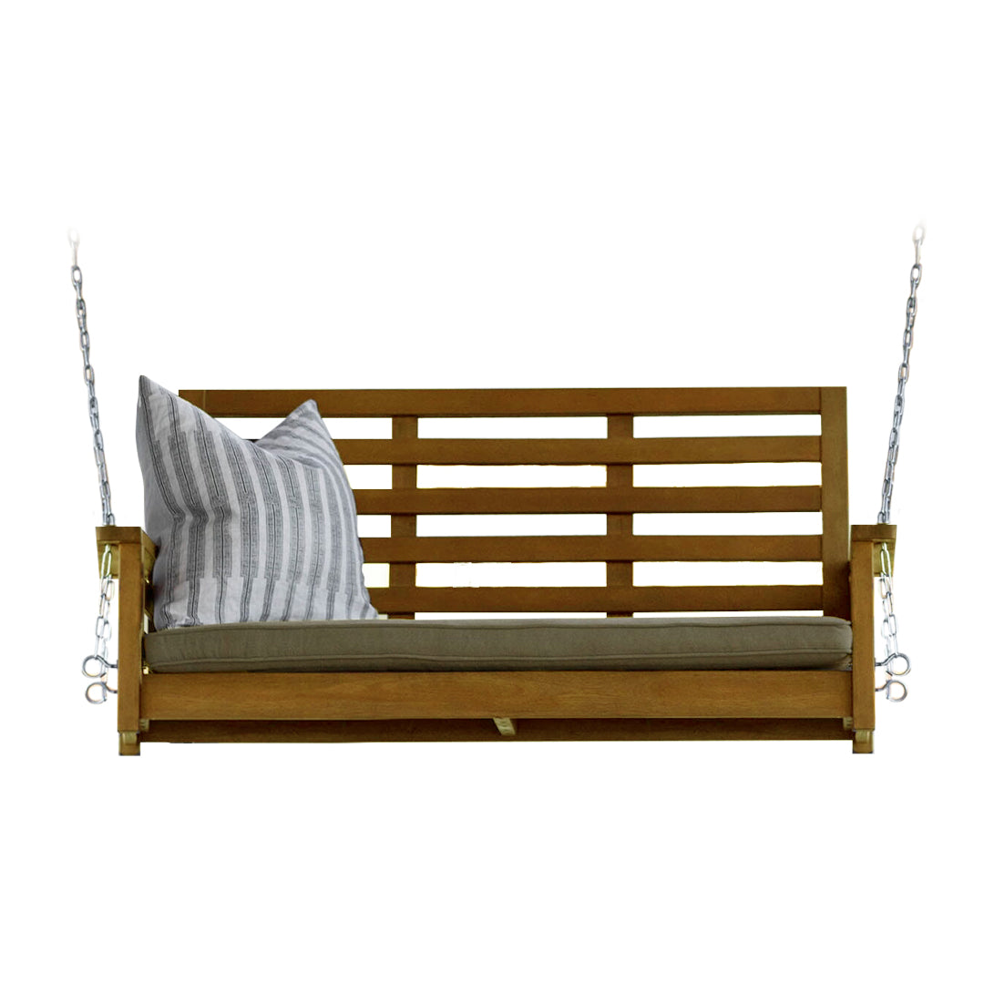 Jack Post Corp 4ft Cushioned Hardwood Swing with Chains, Brown (Open Box) - VMInnovations