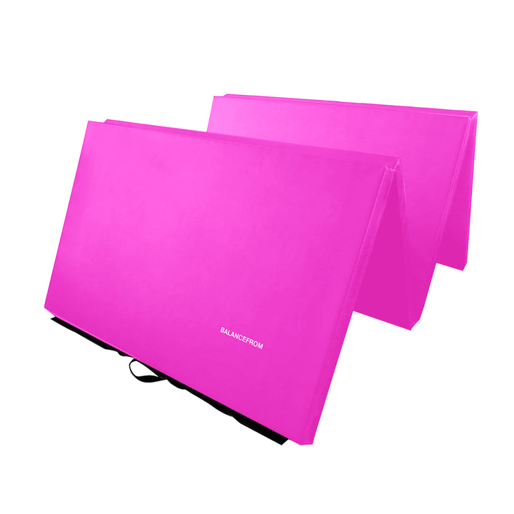 BalanceFrom Fitness 120 x 48 Inch Exercise Mat & Adjustable Gymnastics Bar, Pink