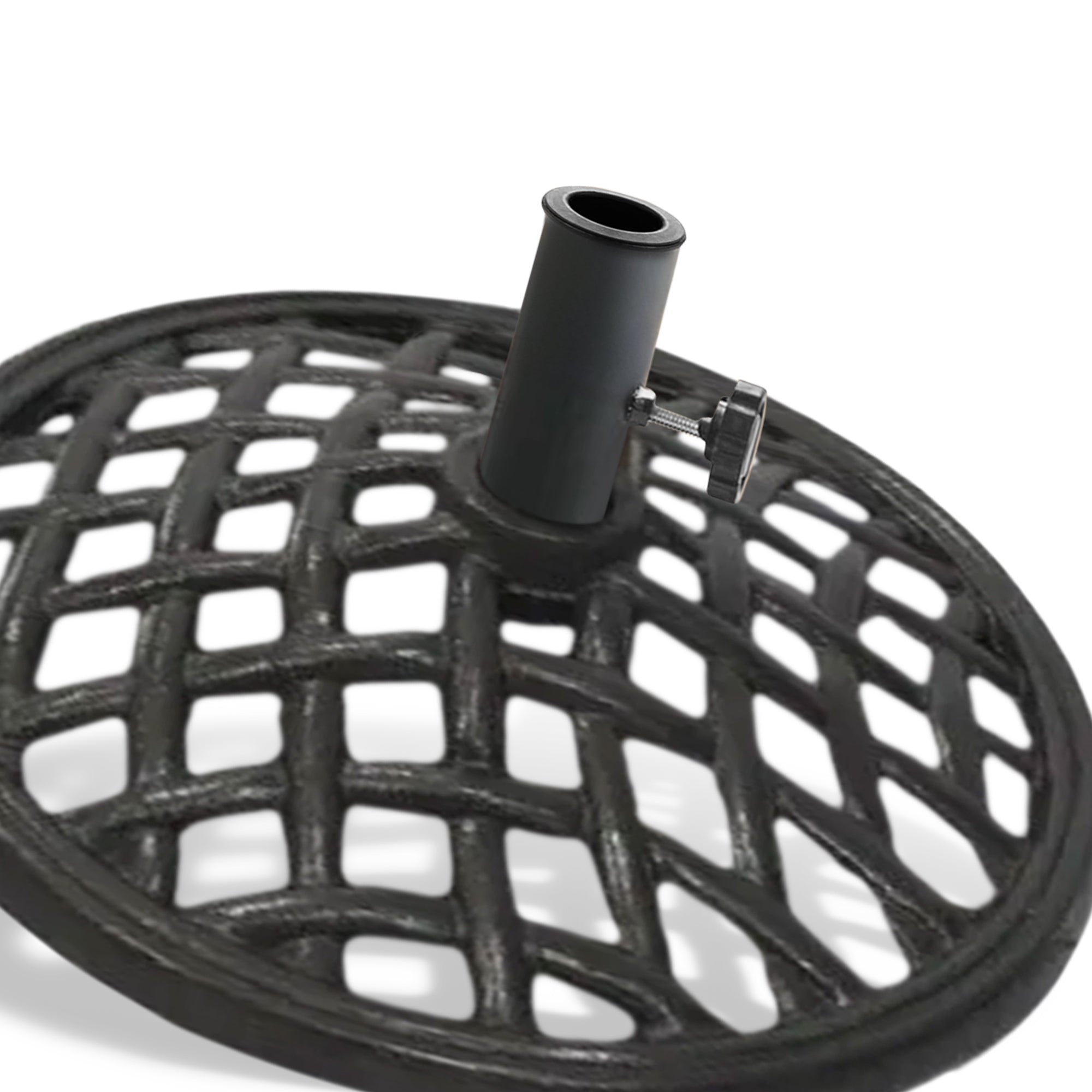 Four Seasons Courtyard Norwalk 19” Round Cast Iron Umbrella Holder Base, Black - VMInnovations