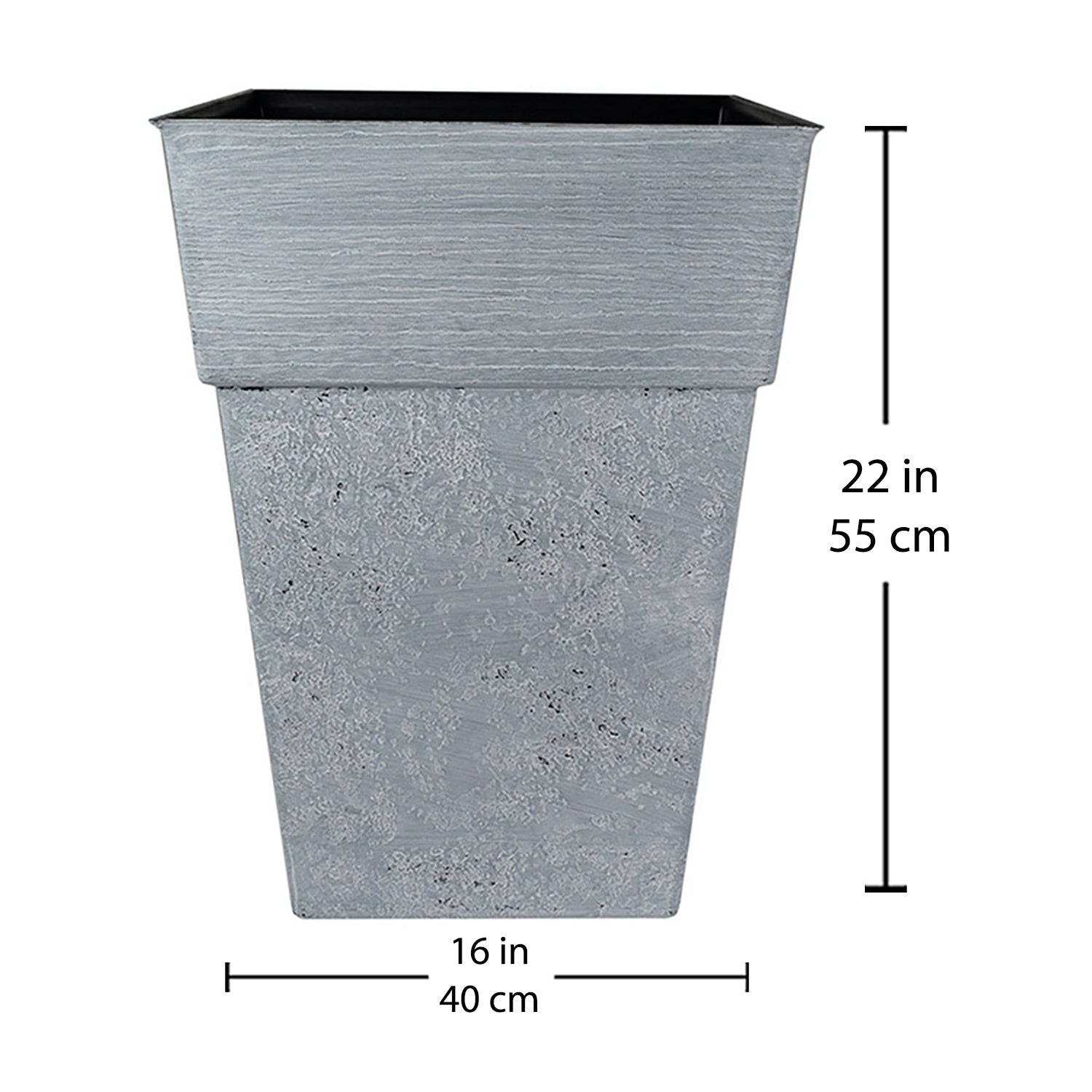 The HC Companies Avino 16-Inch Square Resin Planter Pot, Oxidized Black (4 Pack) - VMInnovations