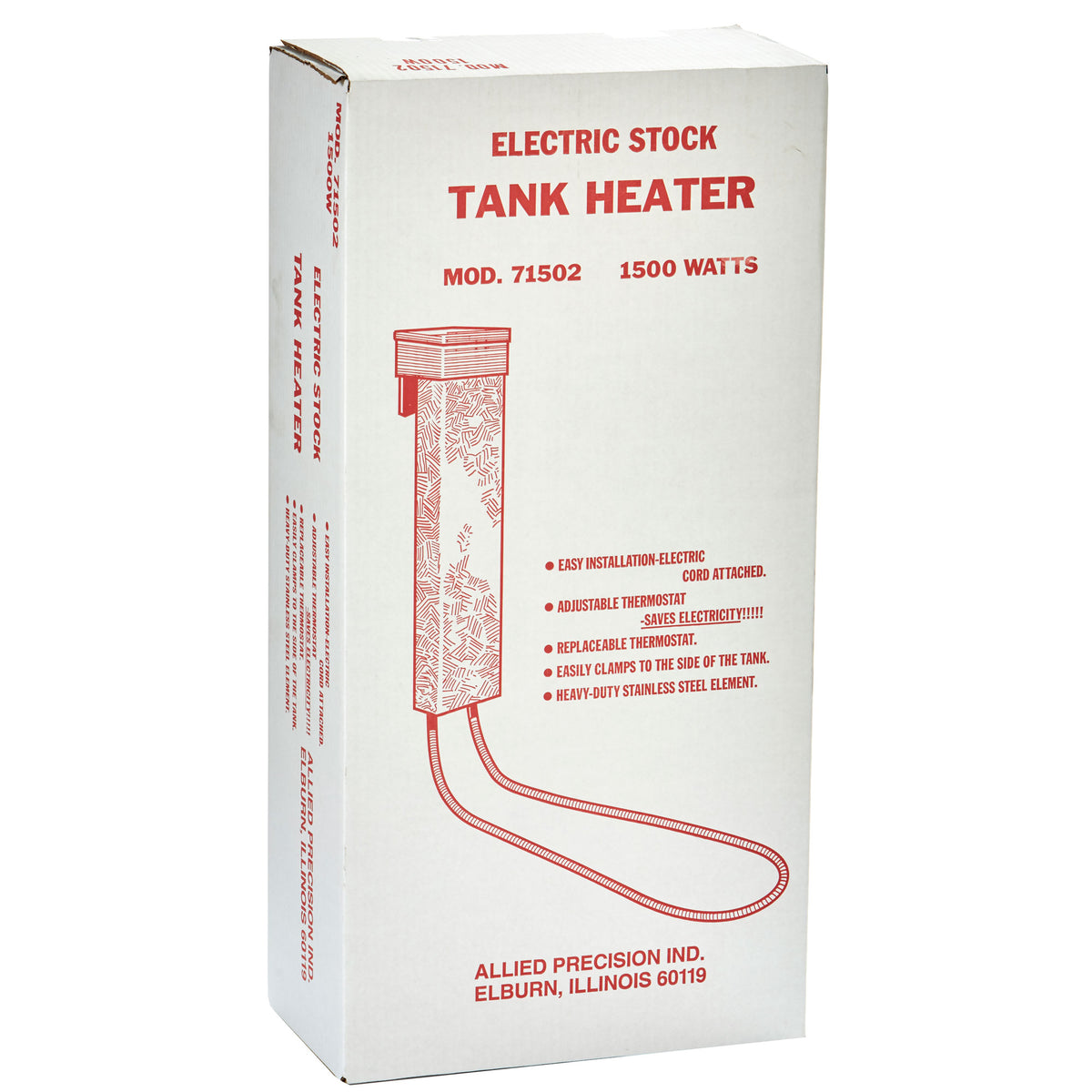 API 71502 1500 Watt Metal Livestock Water Tank Tankside Thermostat Deicer Heater - VMInnovations
