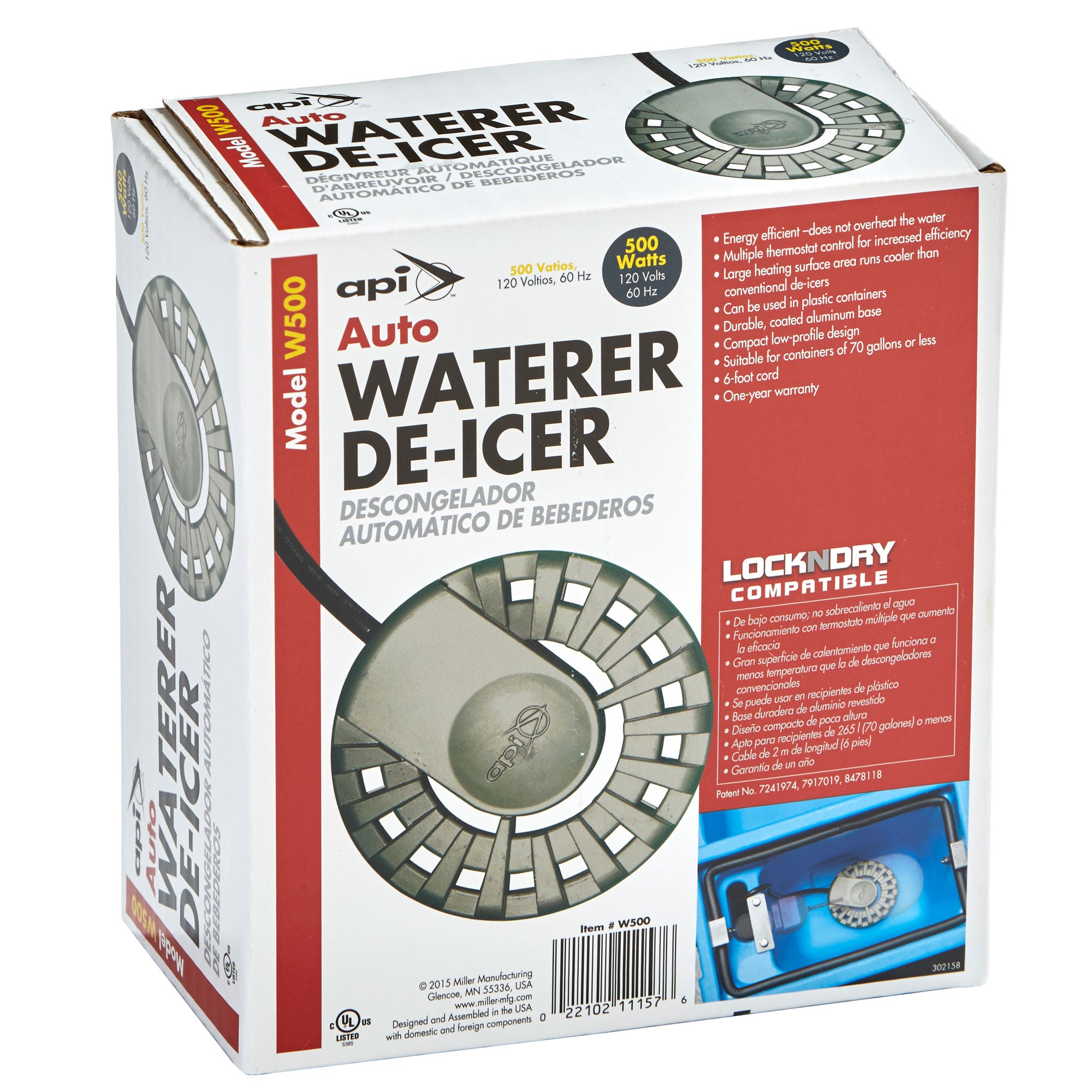 API W500 500 Watt Metal/Plastic Auto Waterer Birdbath Sinking Heater (2 Pack) - VMInnovations