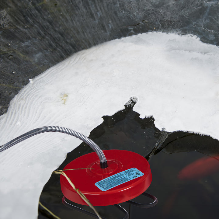 API 1000 Watt Thermostatic Winter Floating Stock Tank Deicer and Heater, Red - VMInnovations