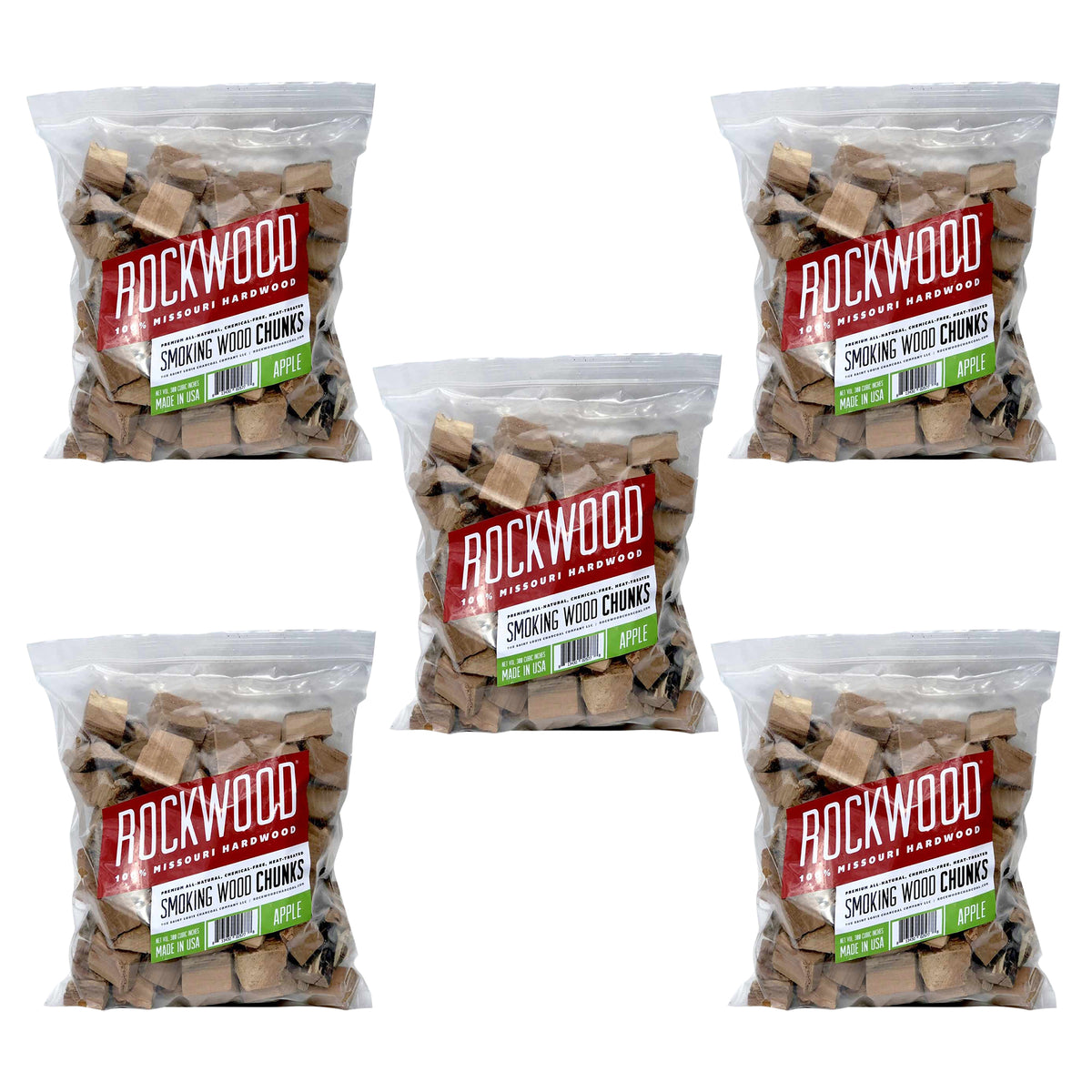 Rockwood Missouri 3-5lb Hardwood Low & Slow Smoking Wood Chunks, Apple (5 Pack)