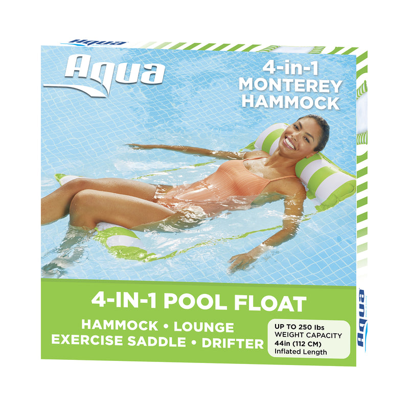 Aqua Monterey 4-in-1 Pool Hammock Floating Lounger Set, 1 Lime Green & 1 Orange