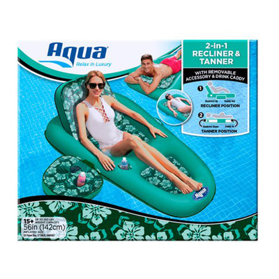 Aqua Leisure Campania 2 in 1 Lounger Pool Inflatable with Hand Pump, Floral