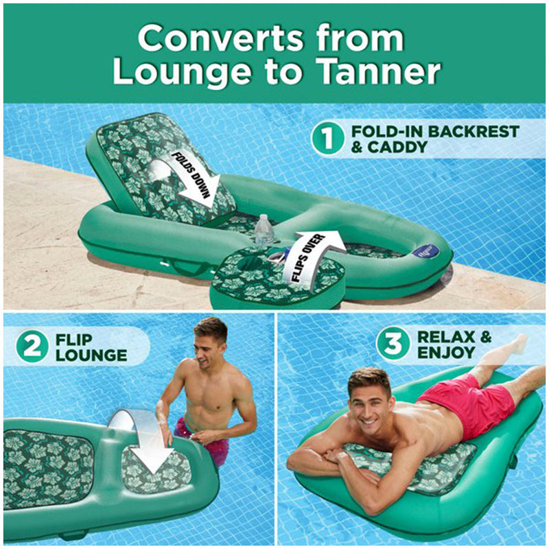 Aqua Leisure Campania 2 in 1 Lounger Pool Inflatable with Hand Pump, Floral