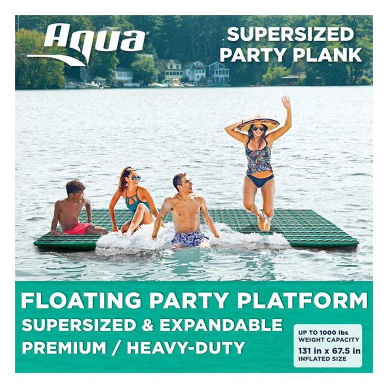 Aqua Leisure 11 Ft Inflatable Supersize Floating Platform, Stripes (2 Pack)