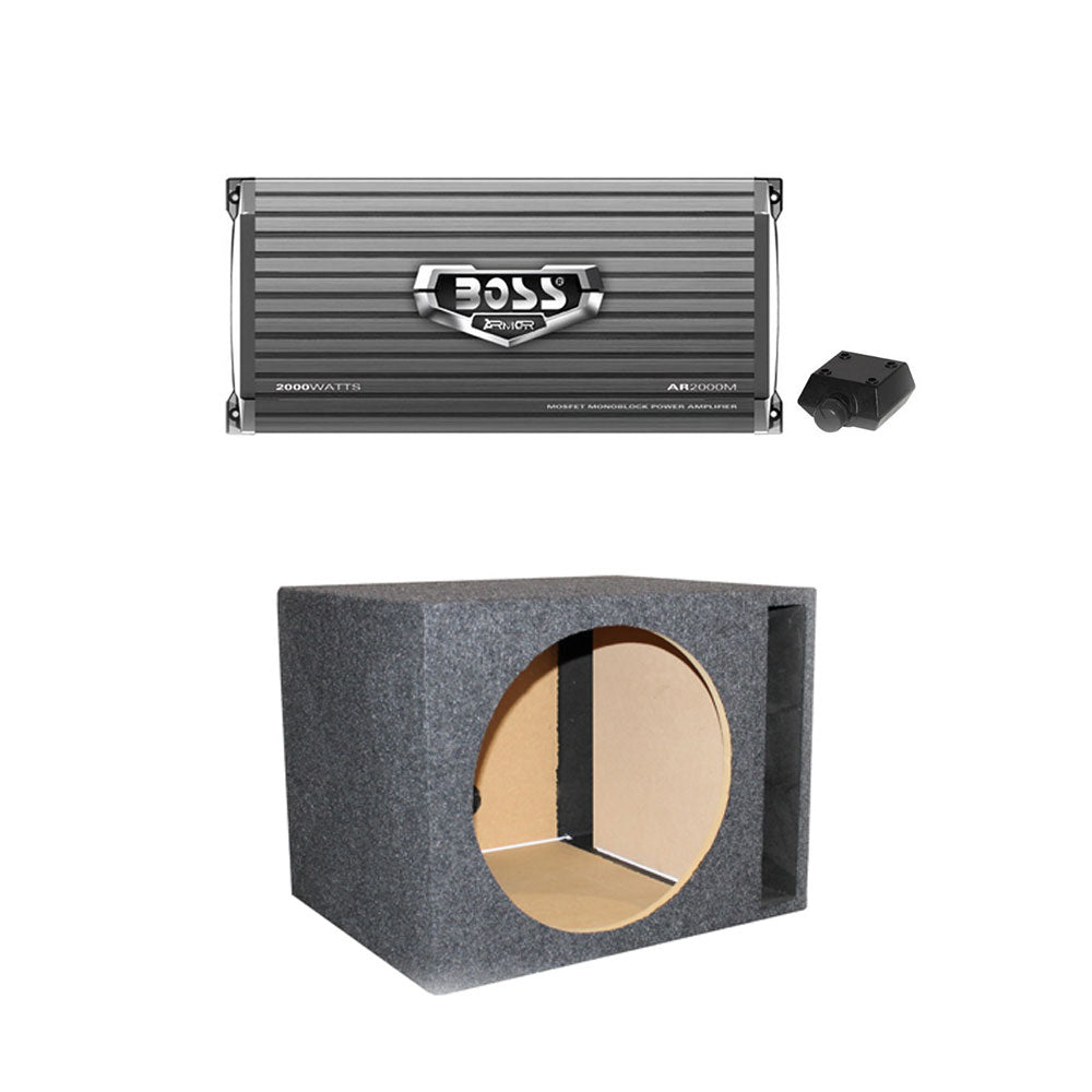 Boss AR2000M 2000 Watt 2 Ohm Mono Audio Amplifier and QPower 15" Sub Enclosure - VMInnovations