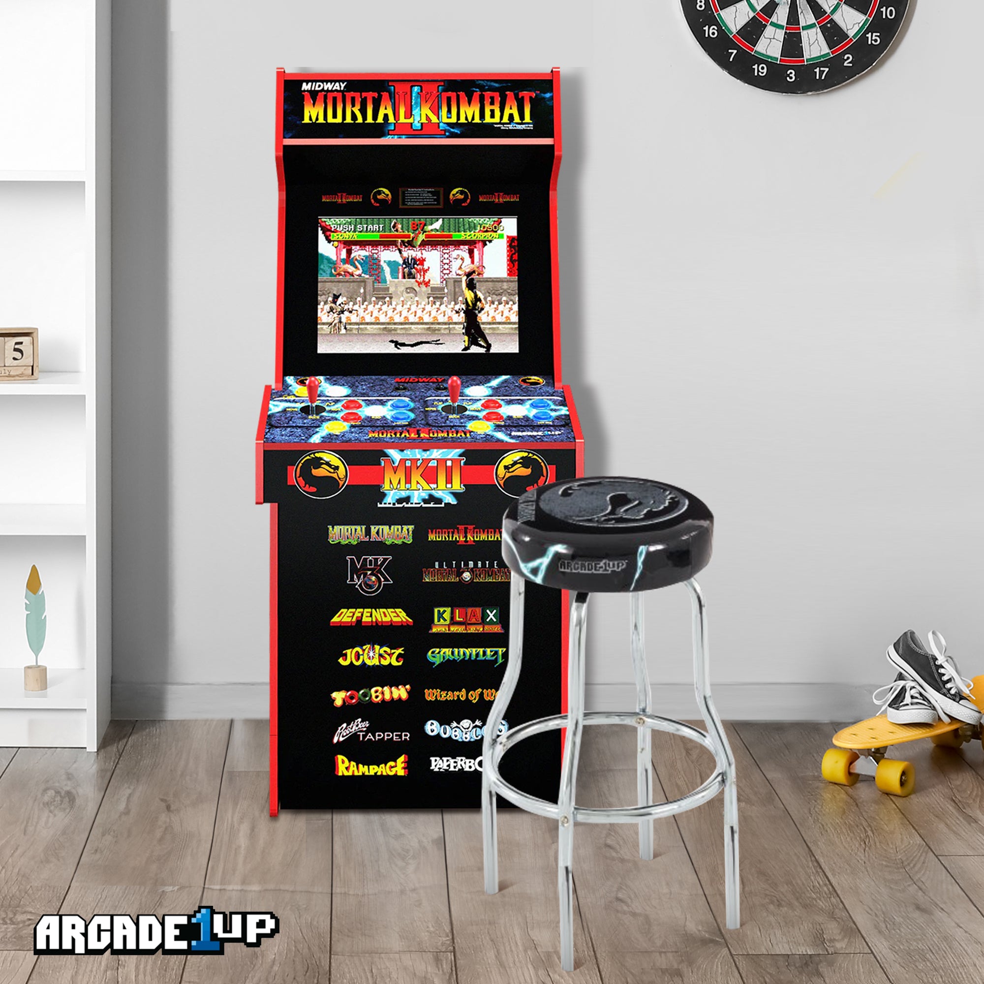 Arcade1Up Midway Mortal Kombat Video Game Stool with Leg Extenders (Open Box) - VMInnovations