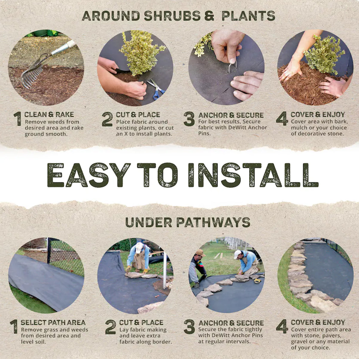 DeWitt 20 Year 4.1-Ounce Landscape Weed Barrier Fabric, 4 x 250 Feet (3 Pack)
