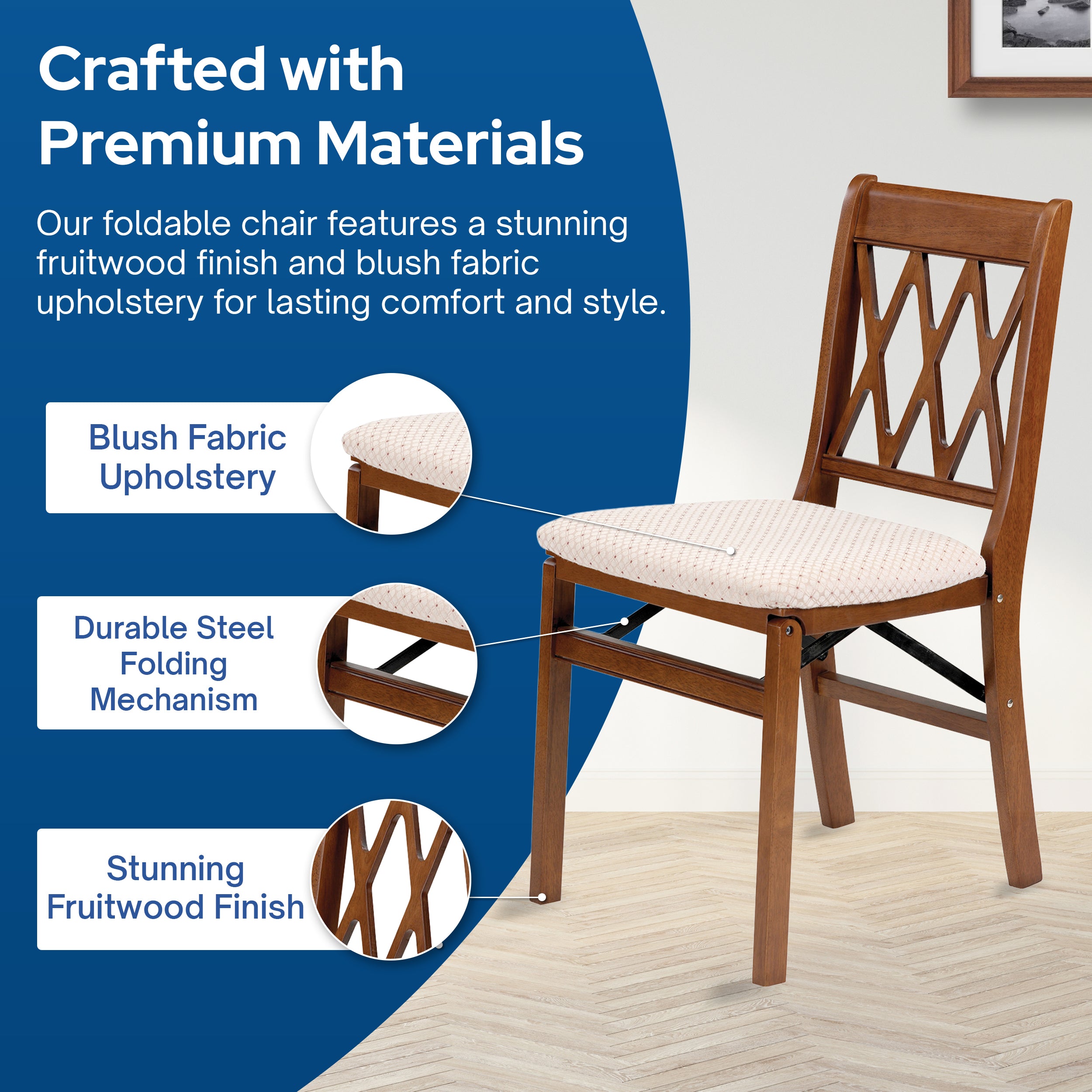 Stakmore Lattice Back Wooden Folding Chairs w/ Padded Seat, Fruitwood (Open Box)